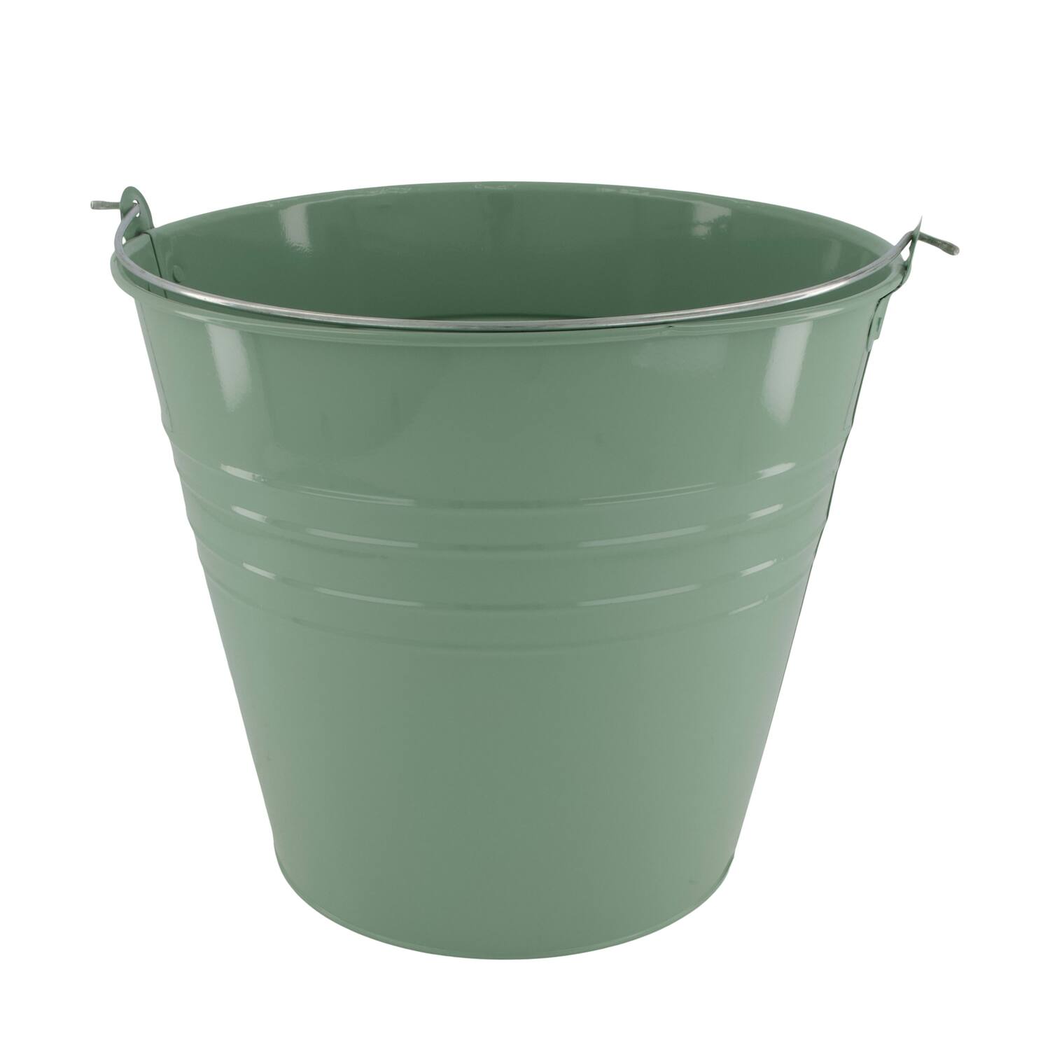 Bucket round metal with handle 30x30x27cm - Green