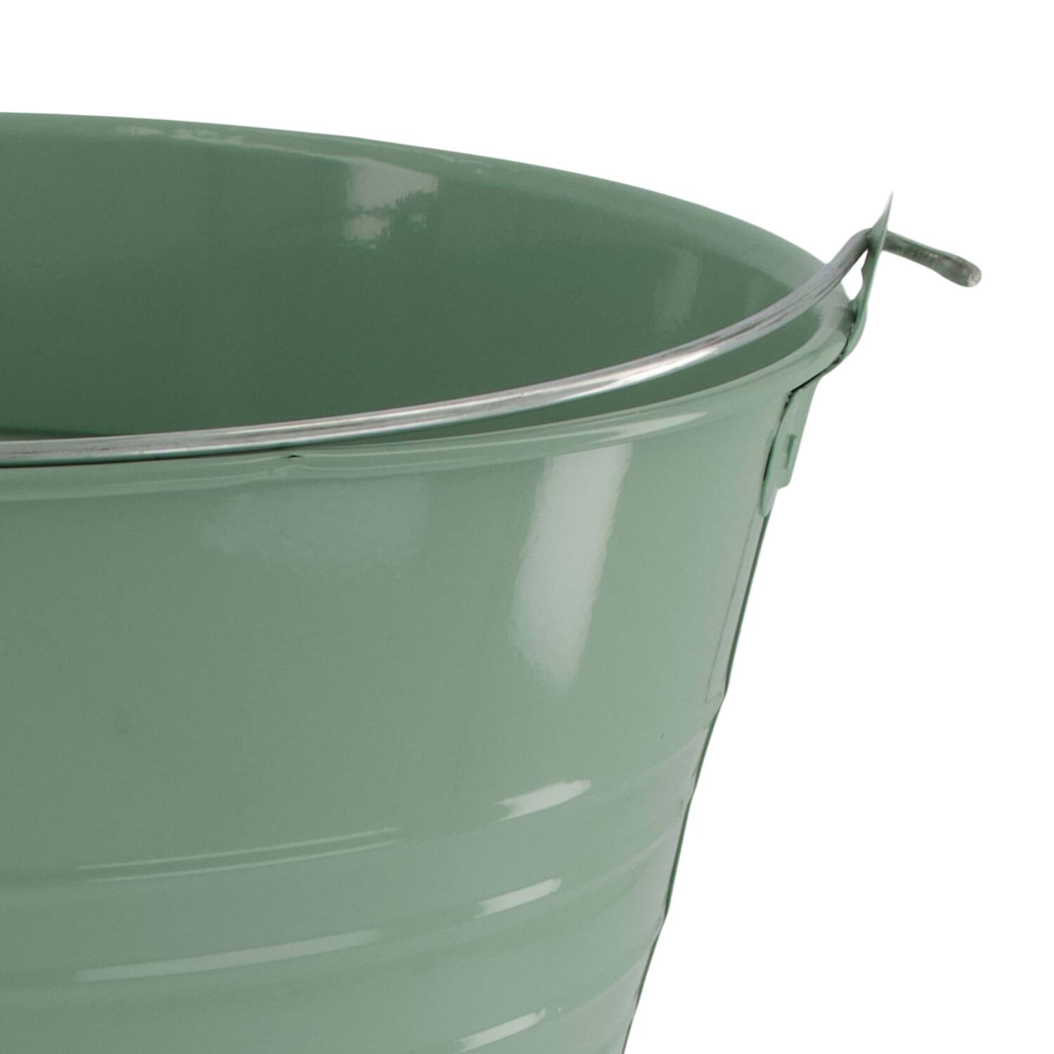 Bucket round metal with handle 30x30x27cm - Green