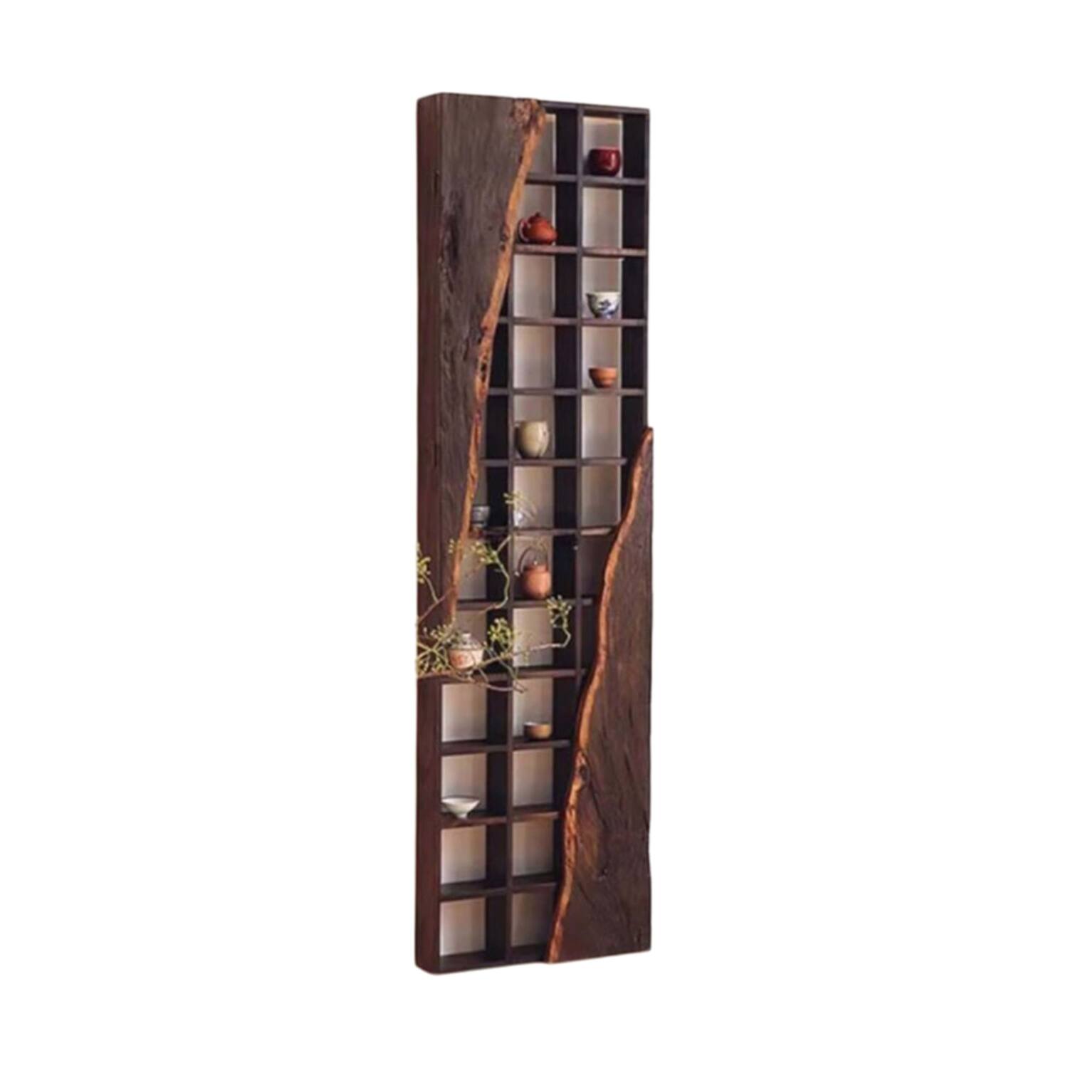 Cabinet antique cup rack reclaimed wood vintage 60x15x140cm - Brown