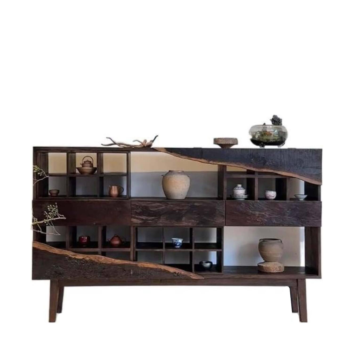 Cabinet sideboard reclaimed wood vintage 150x90x40cm - Brown