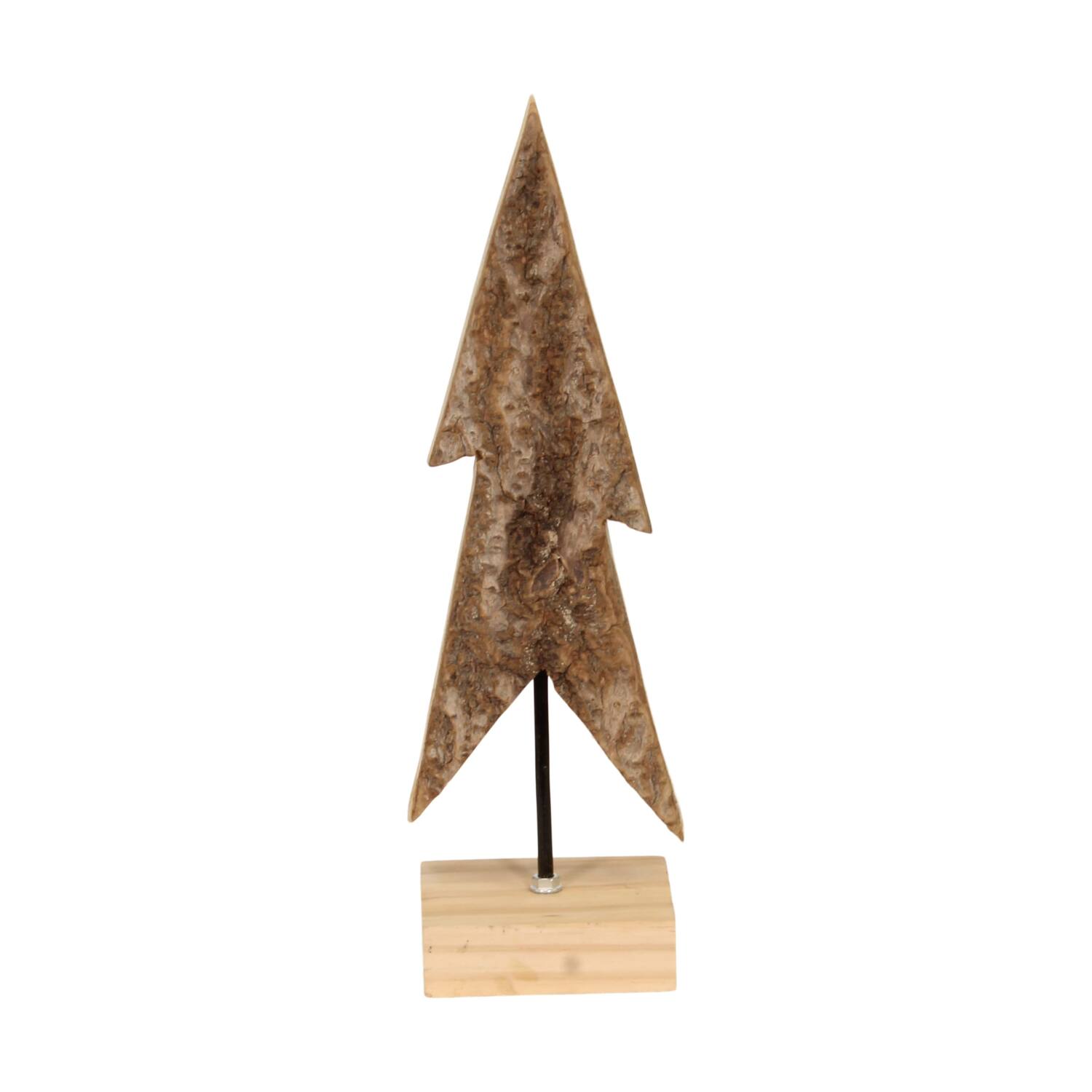 Tree bark paulownia wood on stand 11x8x38cm - Natural