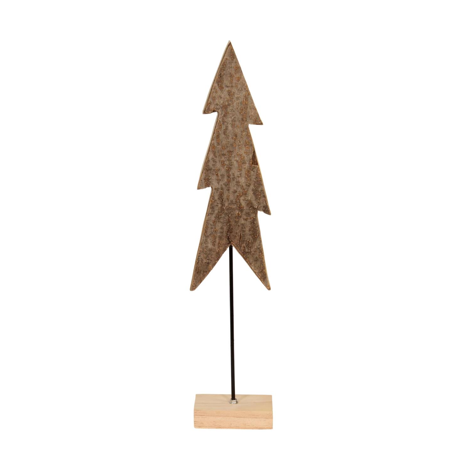 Tree bark paulownia wood on stand 12x8x58cm - Natural