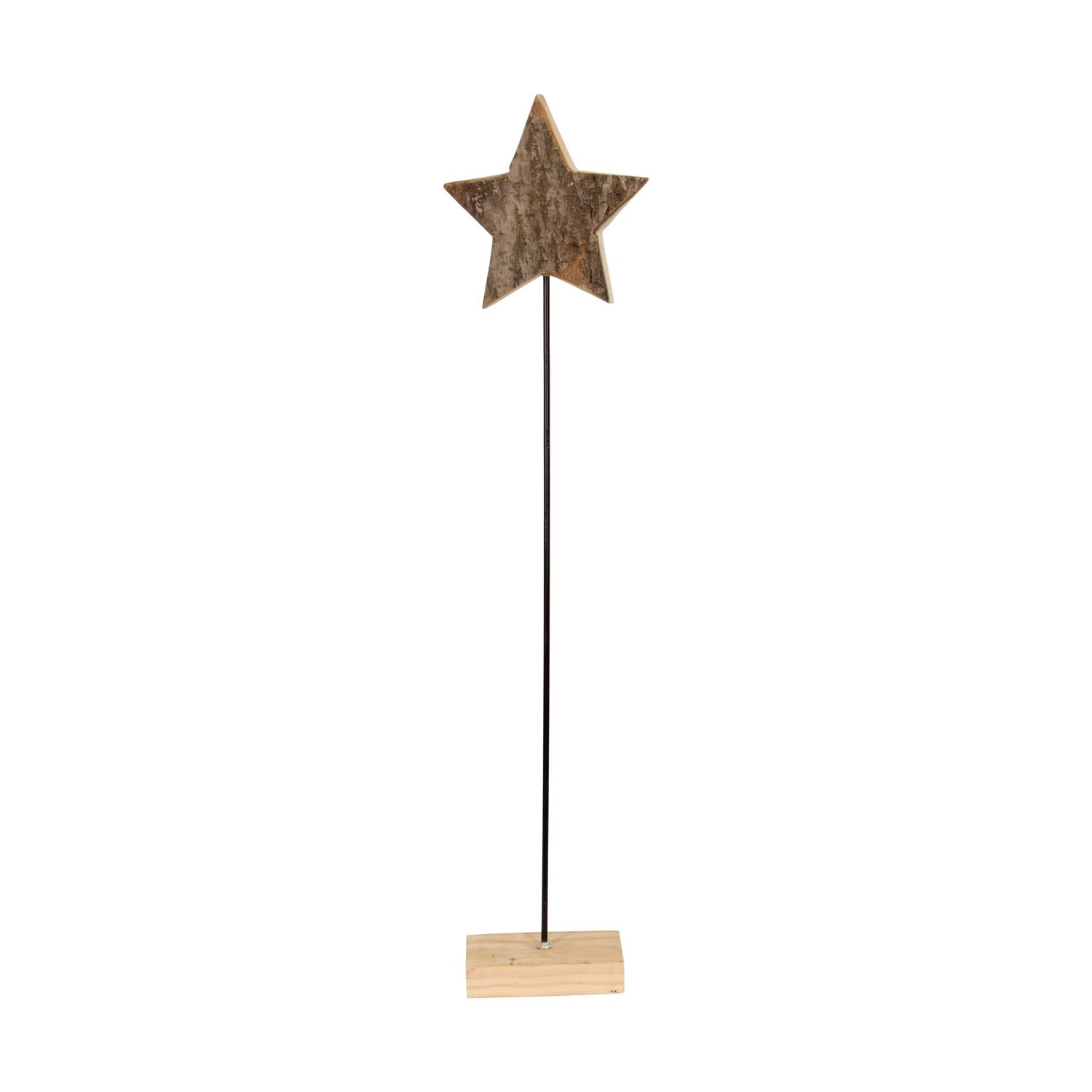 Star bark paulownia wood on stand 18x9x78cm - Natural