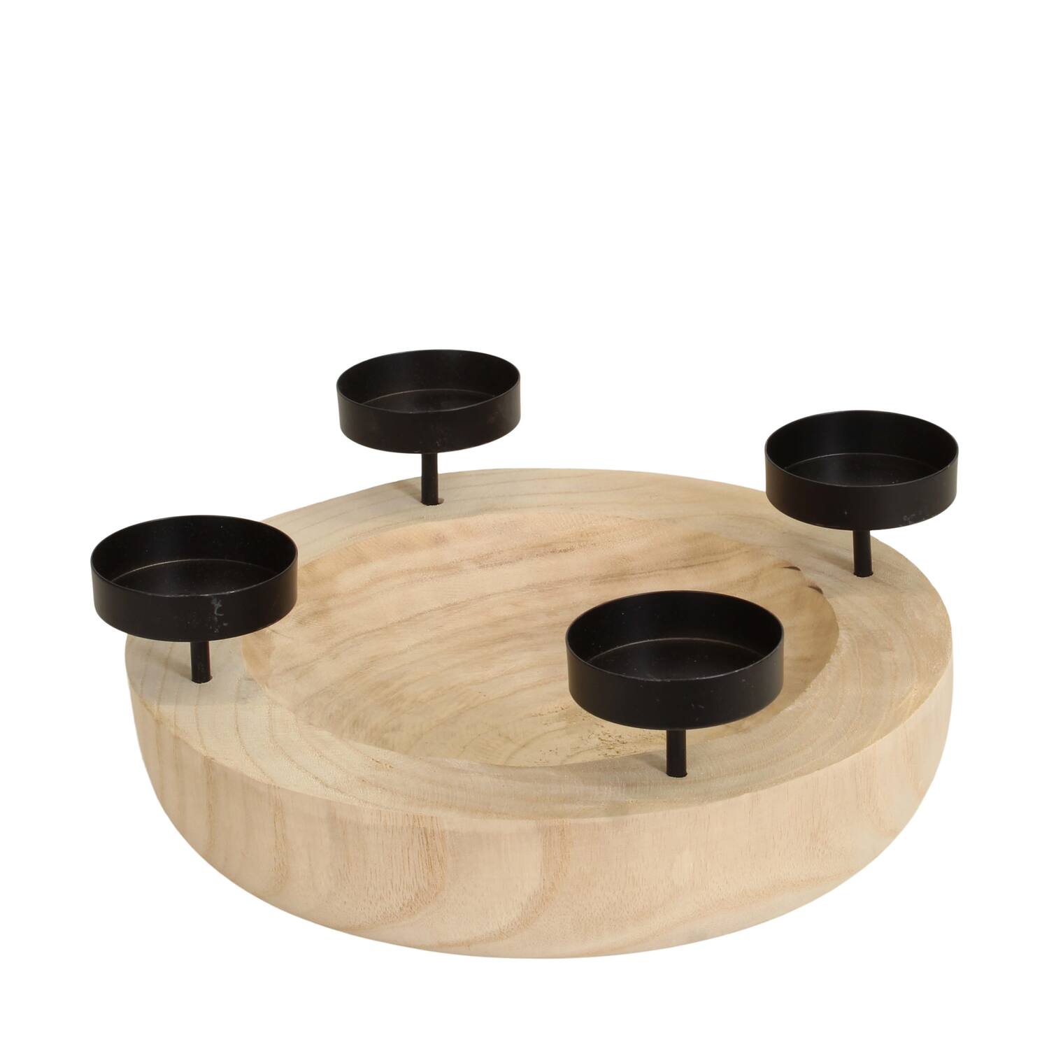 Tealight holder paulownia wood 26x26x6cm - Natural