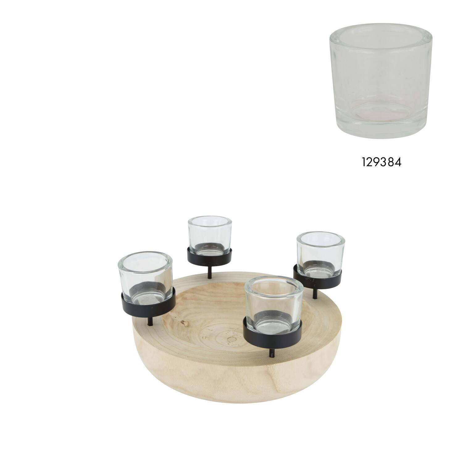 Tealight holder paulownia wood 26x26x6cm - Natural