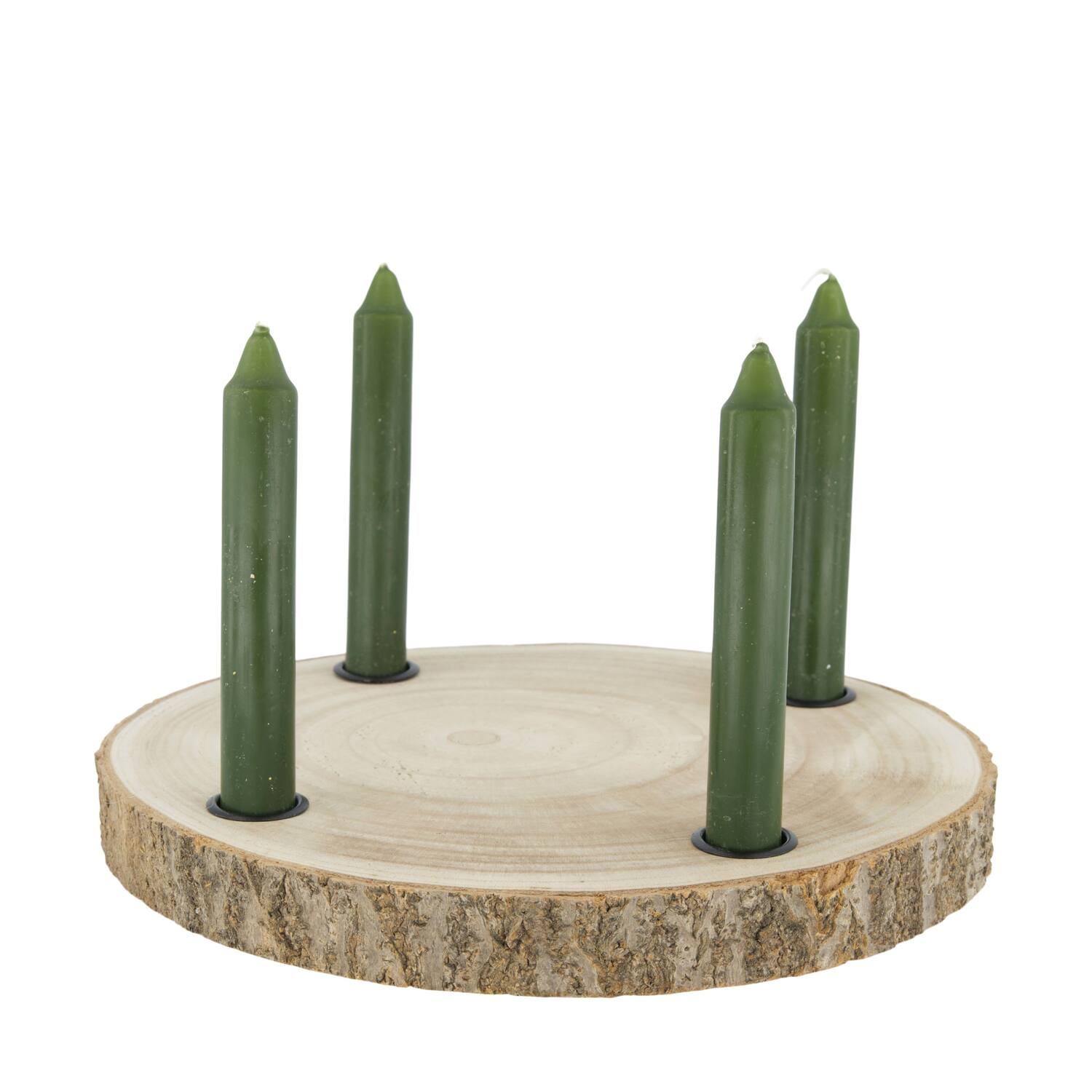 Dinnercandle holder paulownia wood with metal cup 28x28x3cm - Natural