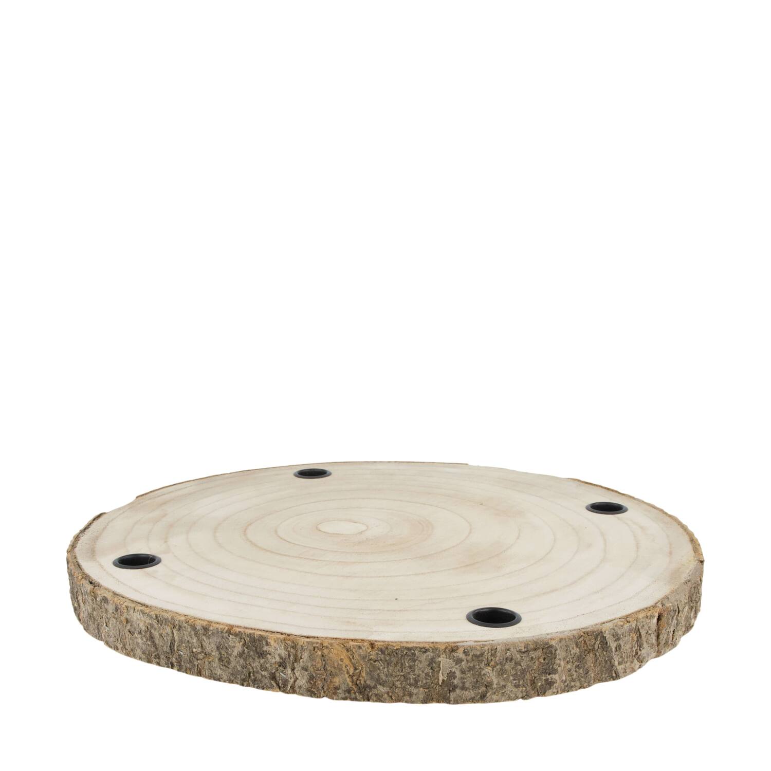 Dinnercandle holder paulownia wood with metal cup 38x38x3cm - Natural