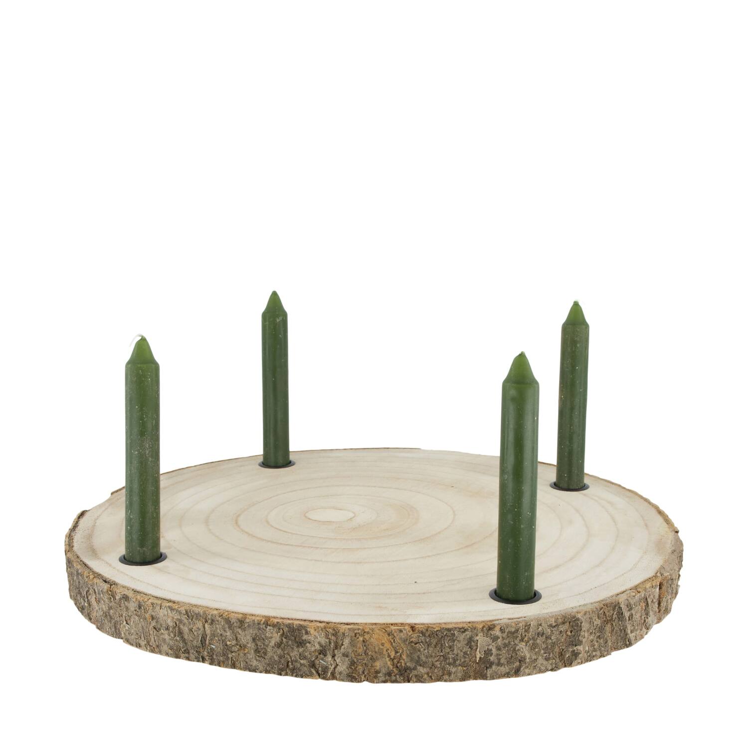 Dinnercandle holder paulownia wood with metal cup 38x38x3cm - Natural