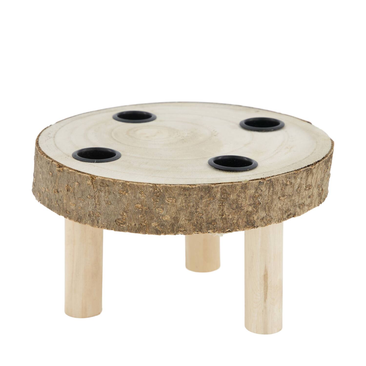 Dinnercandle holder paulownia wood on feet 18x18x11cm