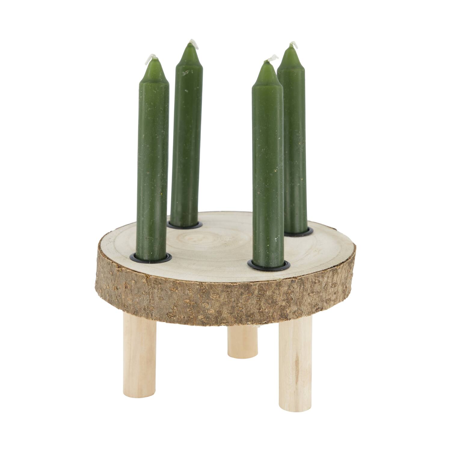 Dinnercandle holder paulownia wood on feet 18x18x11cm