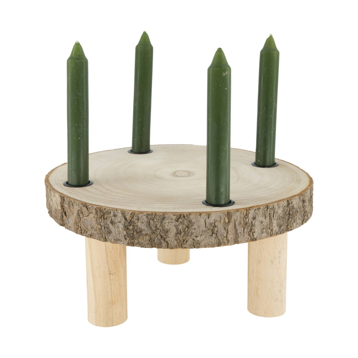 Dinnercandle holder paulownia wood on feet 28x28x13cm - Natural