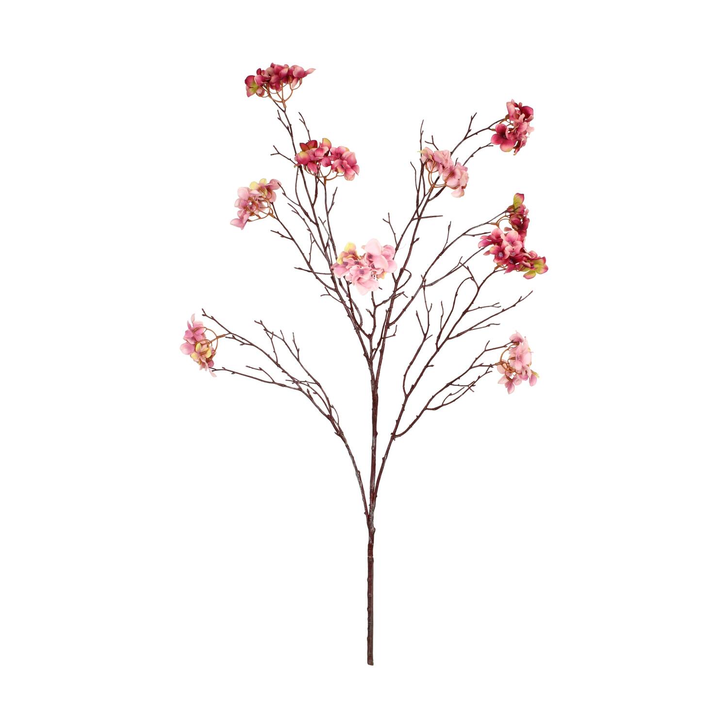 Branch hydrangea artificial 102x40x10cm - Pink
