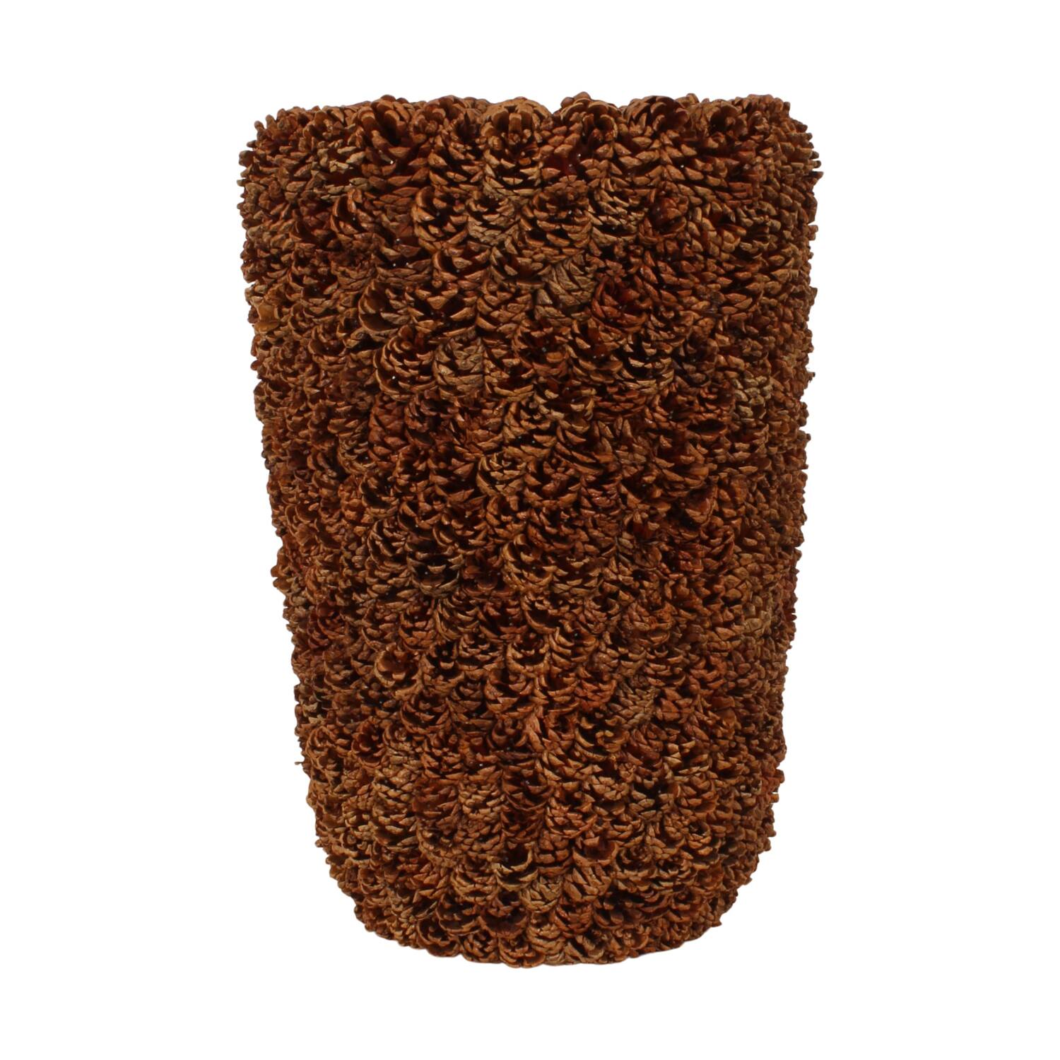 Planter round pinecone with plastic 33x33x50cm