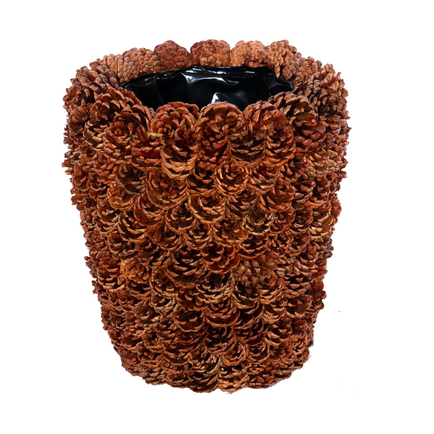 Planter round pinecone with plastic 30x30x30cm - Natural