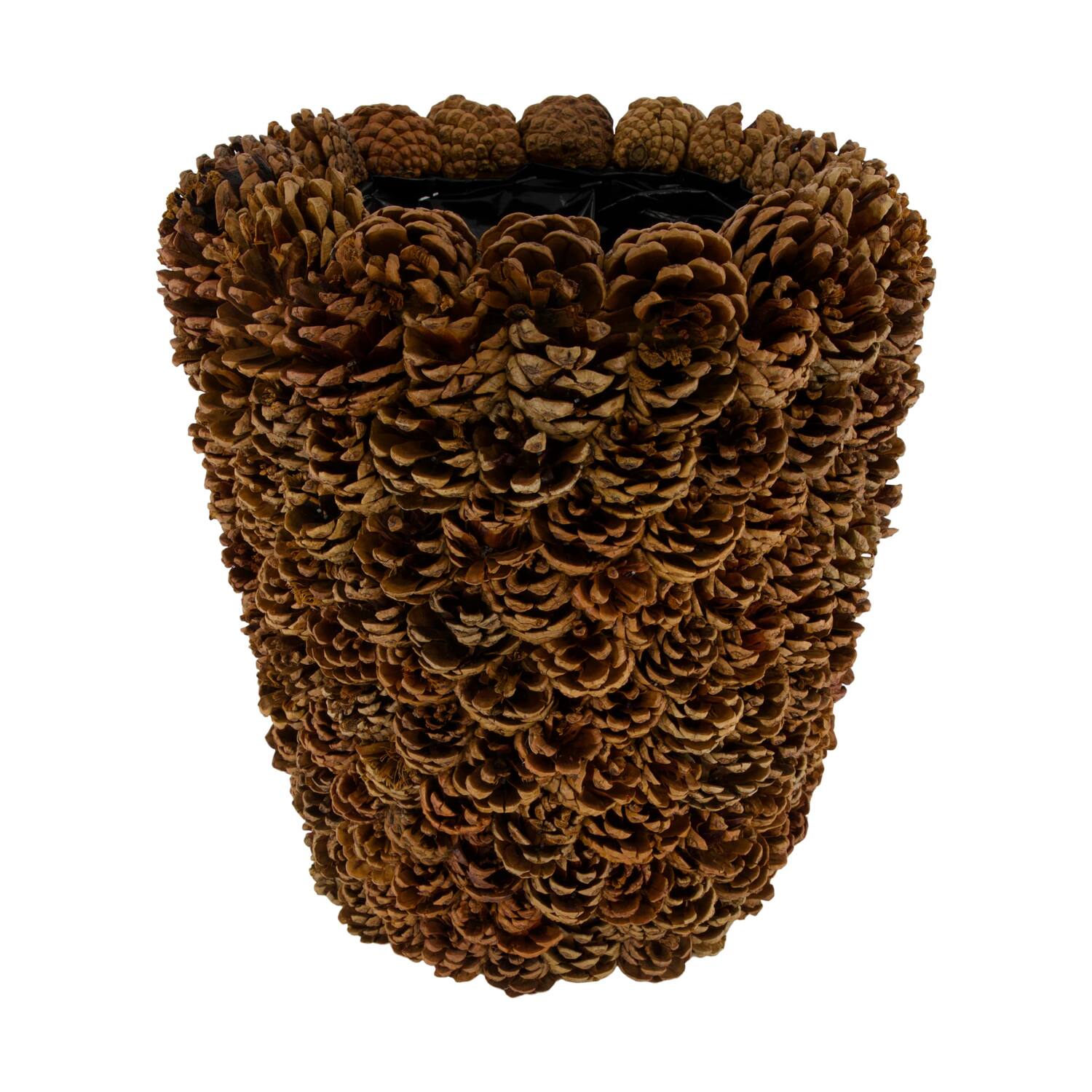 Planter round pinecone with plastic 30x30x30cm - Natural