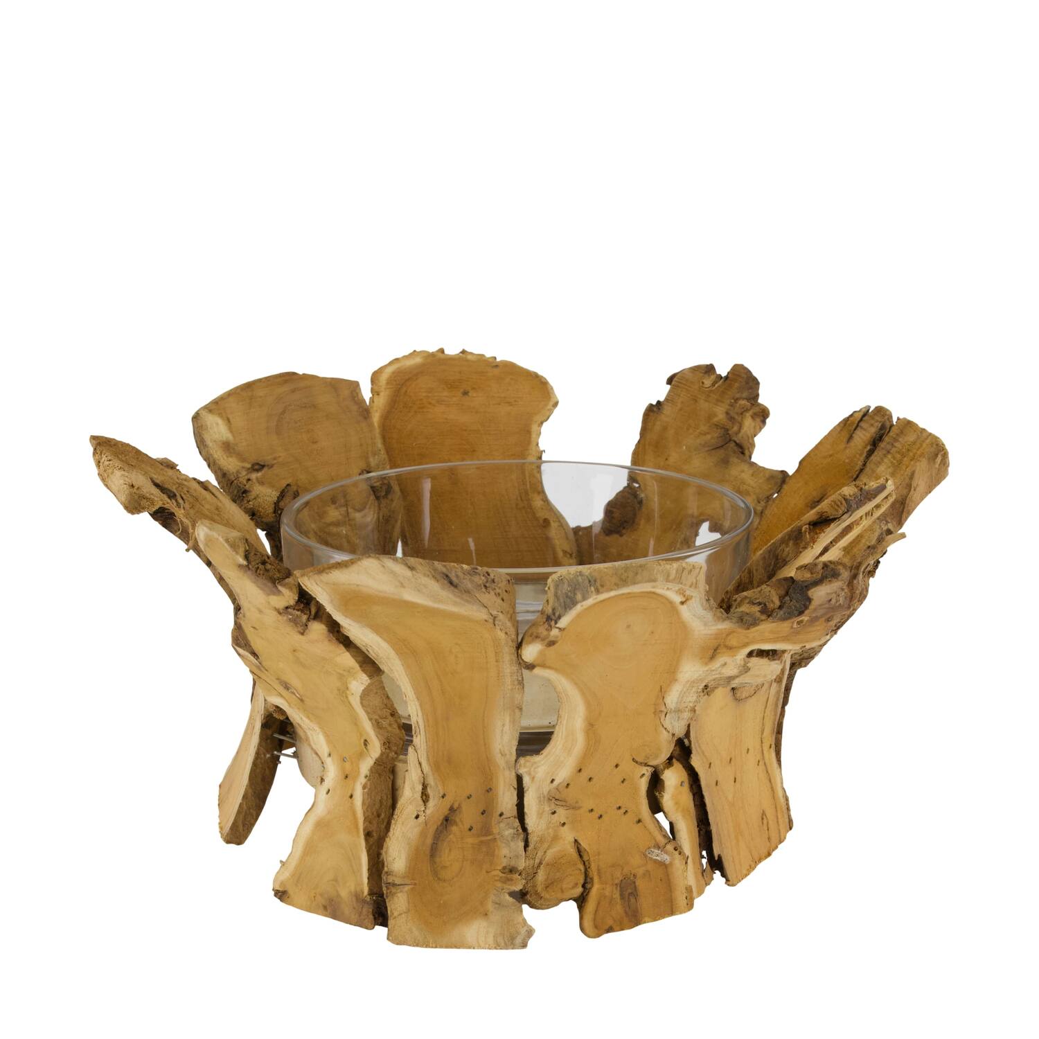 Lantern mulberry wood with glass 36x36x17cm
