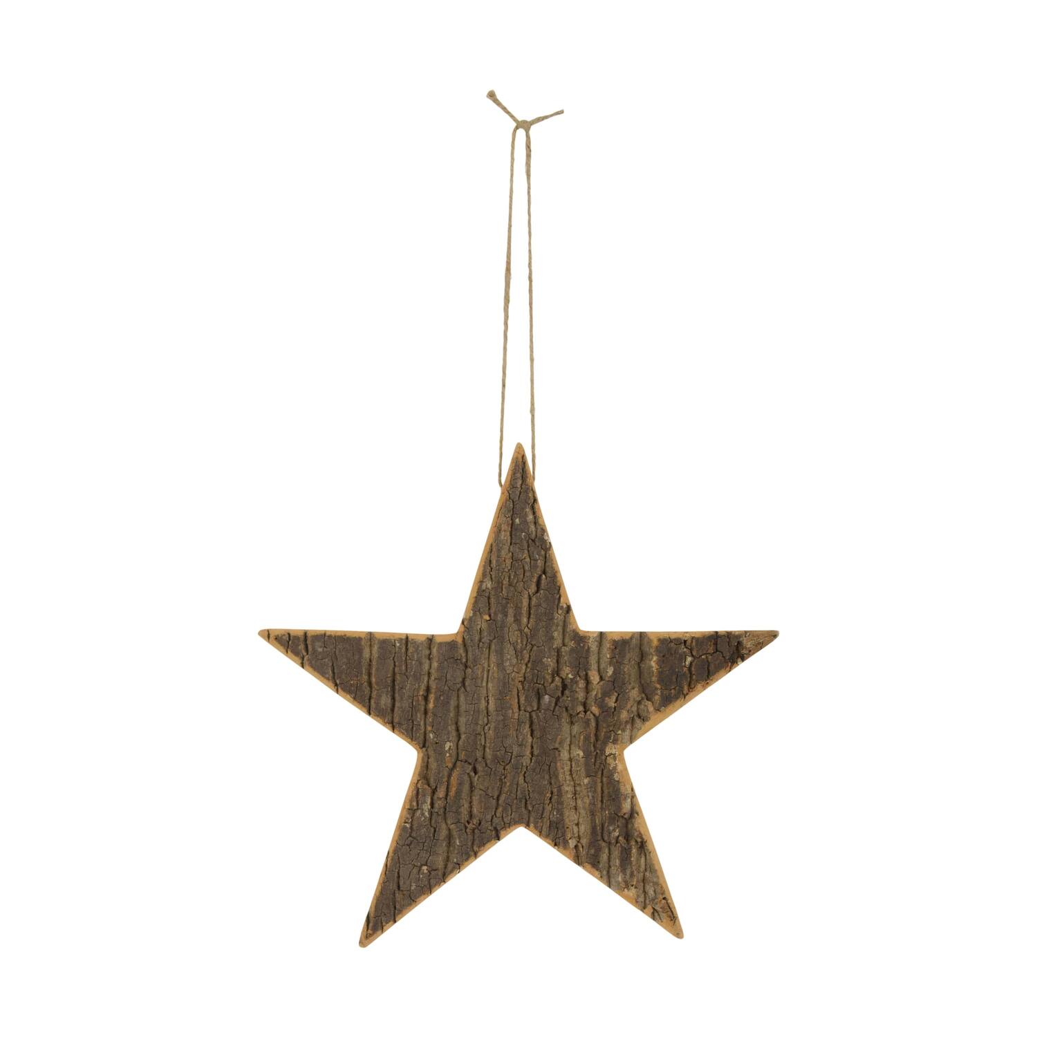 Hanger star bark paulownia wood 38x38x4cm - Natural