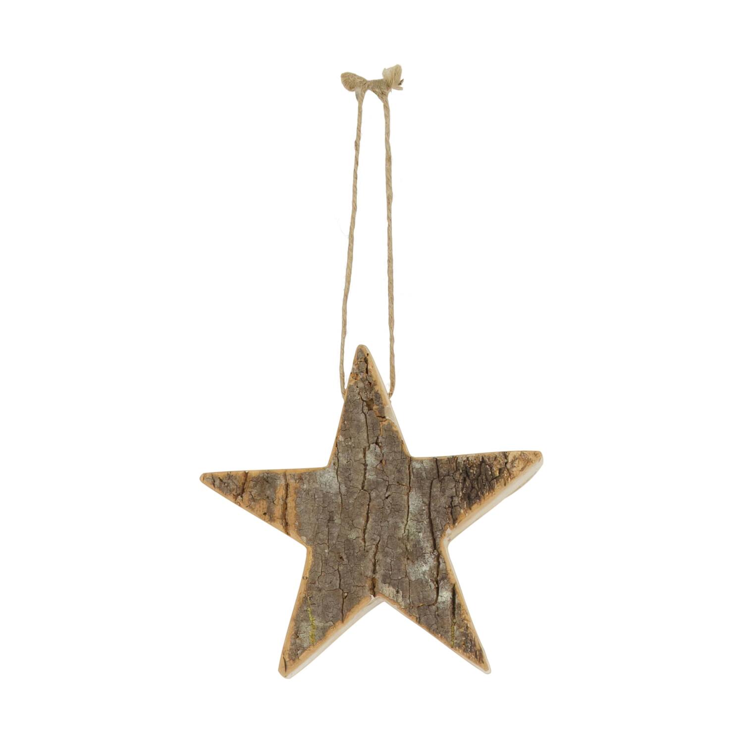 Hanger star bark paulownia wood 18x18x3cm - Natural