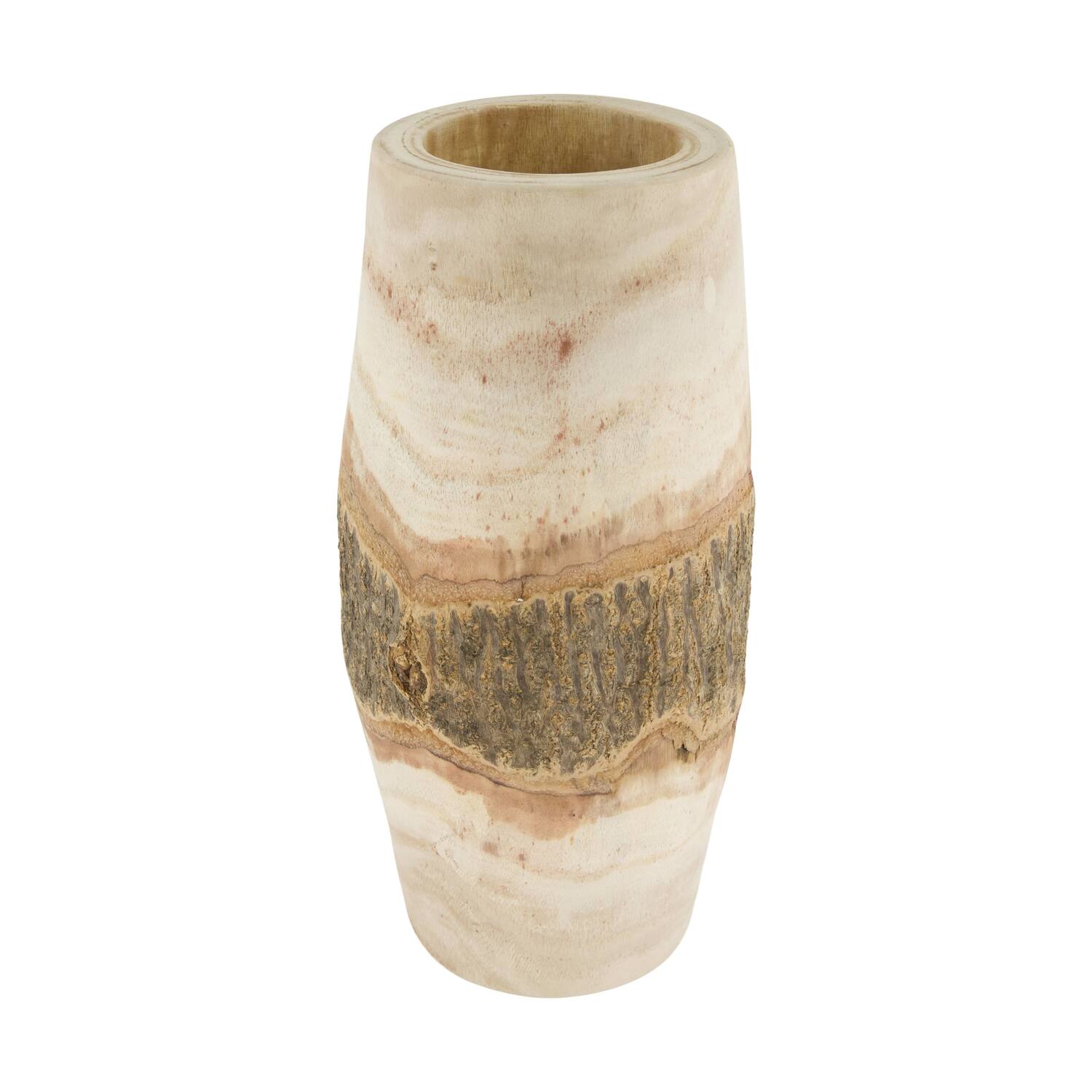 Planter bark paulownia wood 18x18x38cm - Natural