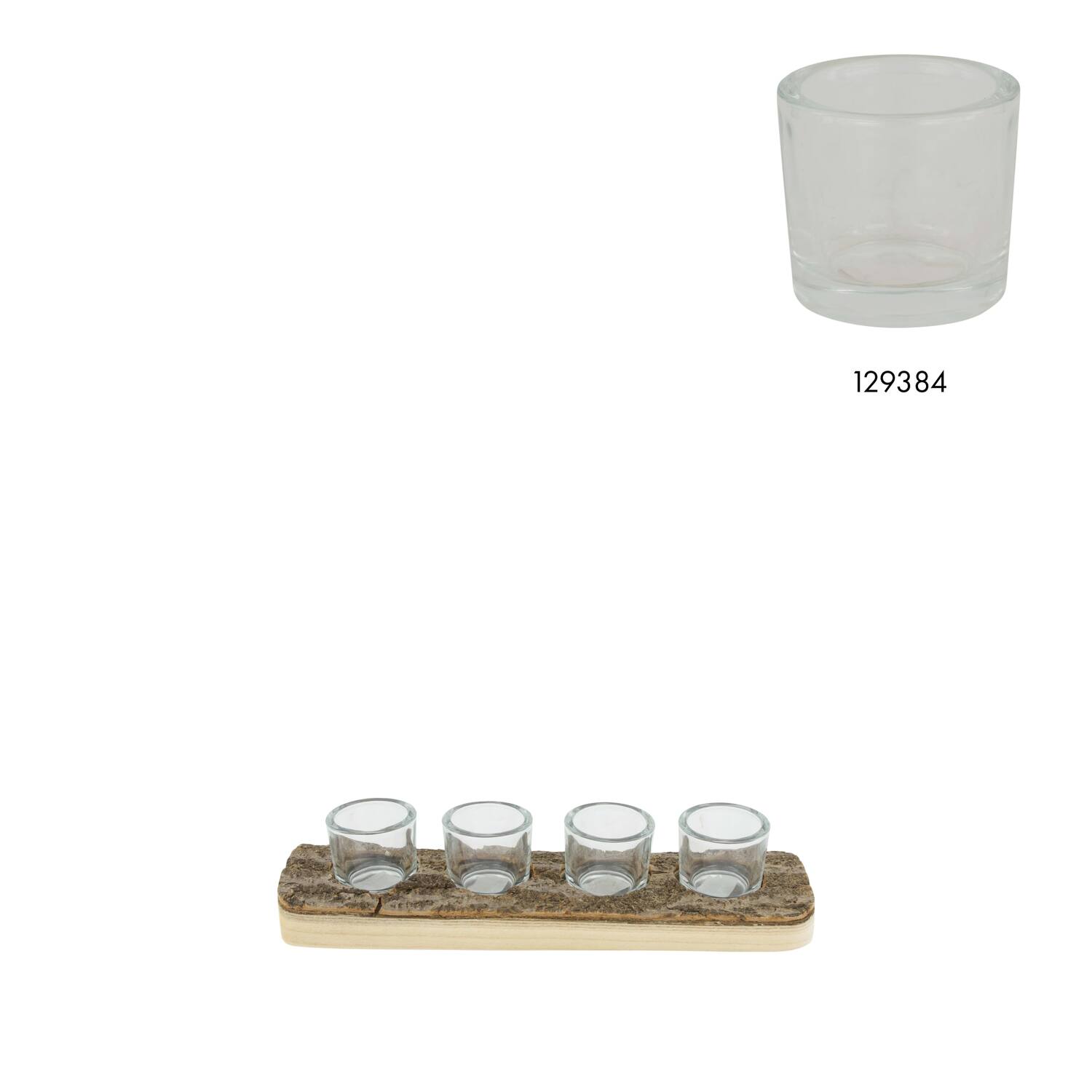 Tealight candle paulownia wood with metal cup 38x10x4.5cm - Natural
