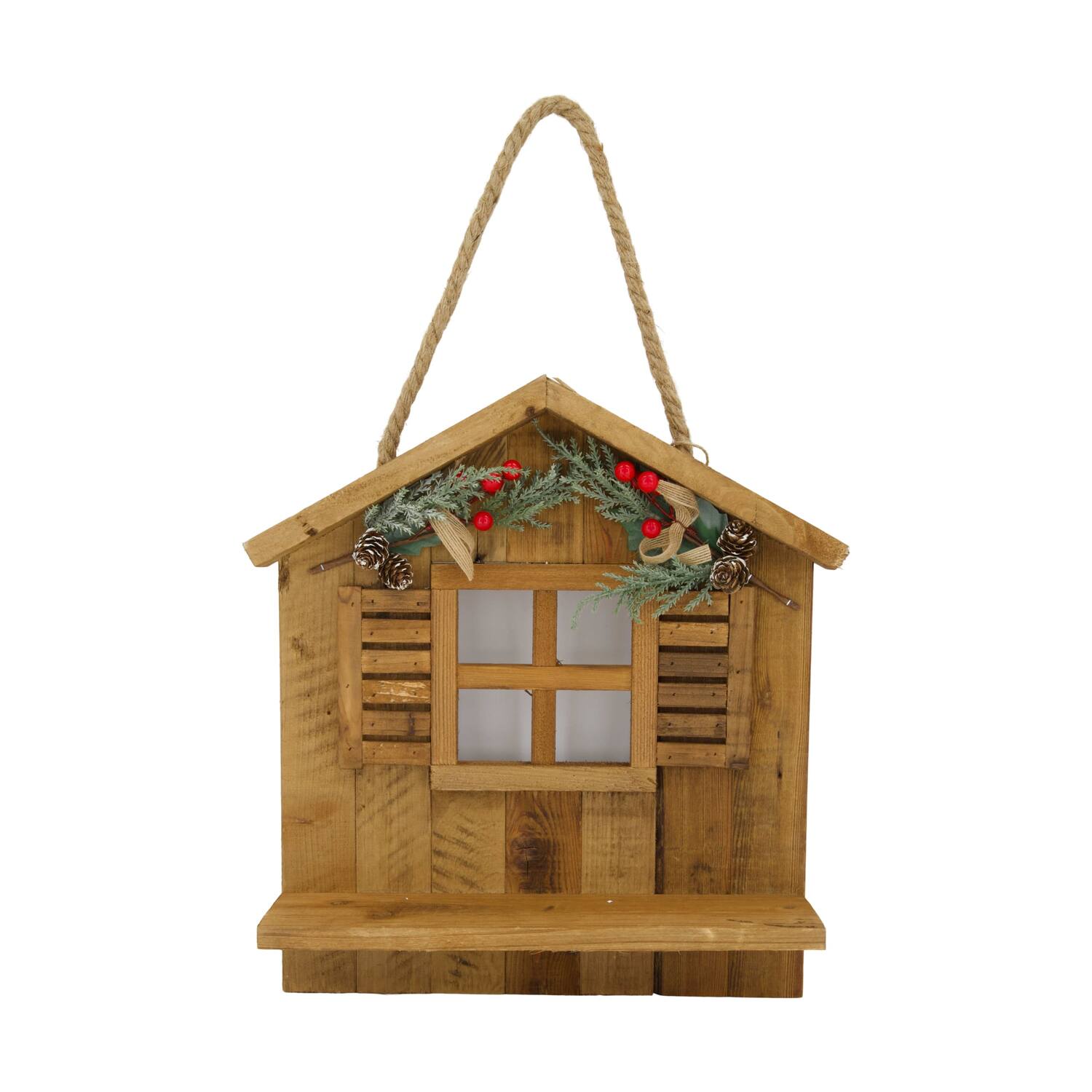 Hanger chalet historic wood 38.5x11x41cm - Natural