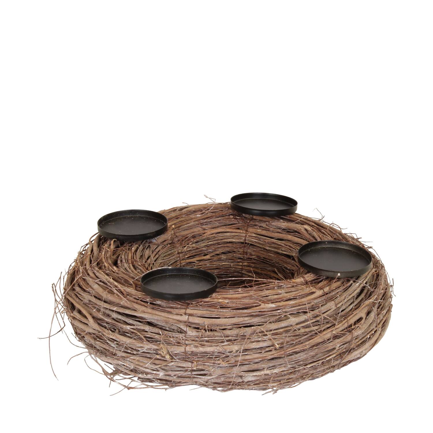 Pillar candle holder round willow wood 38x38x10cm - Natural