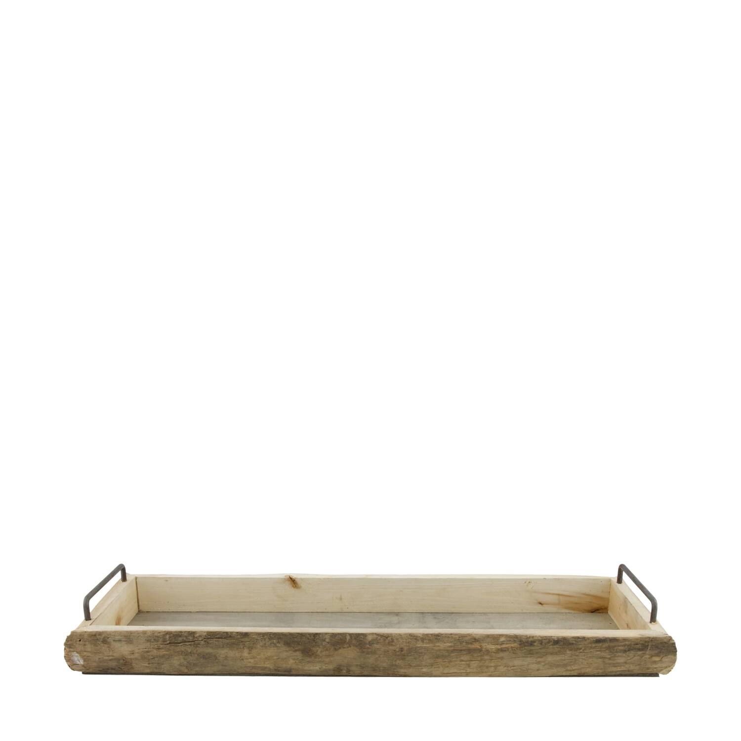 Tray rectangular historic wood with handle 56x18x7.5cm - Natural