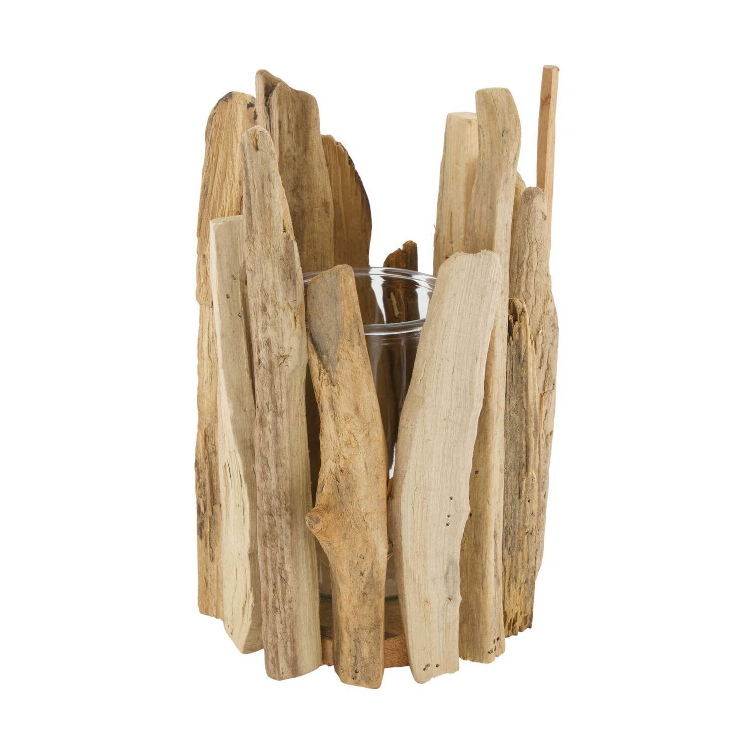 Lantern historic wood with glass 17x17x28cm