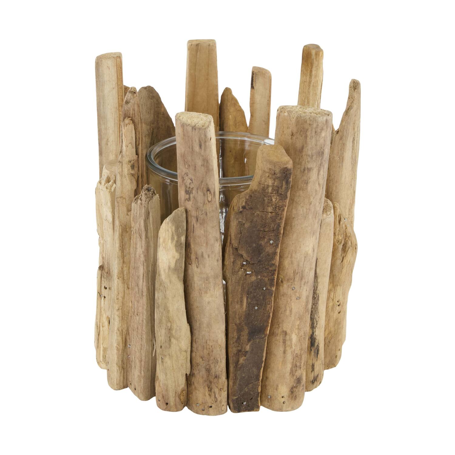 Lantern historic wood with glass 17x17x20cm - Natural