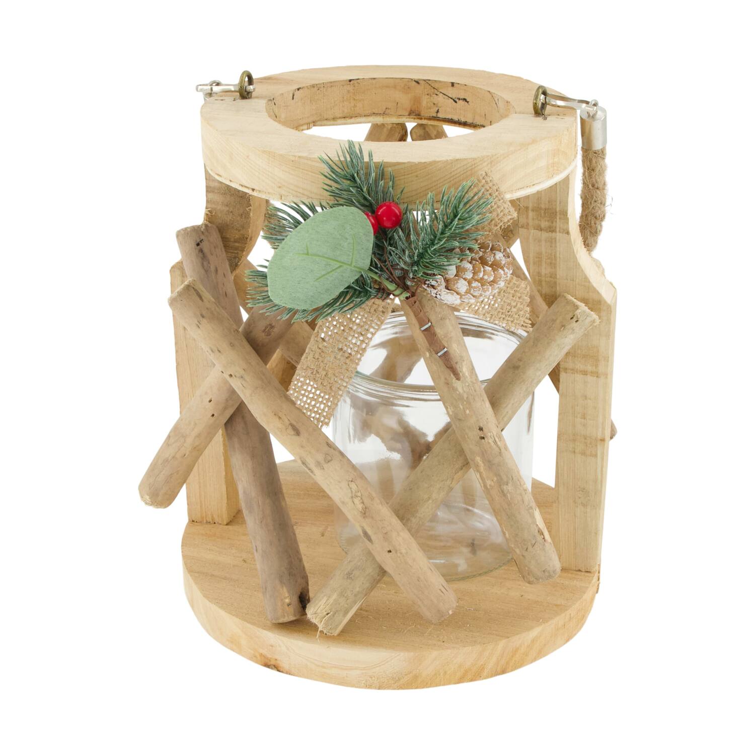 Lantern historic wood 20.5x20.5x23.5cm