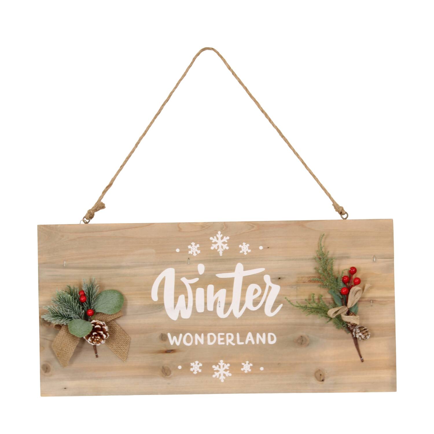 Sign winter wonderland historic wood with hanger 58x28x1.5cm