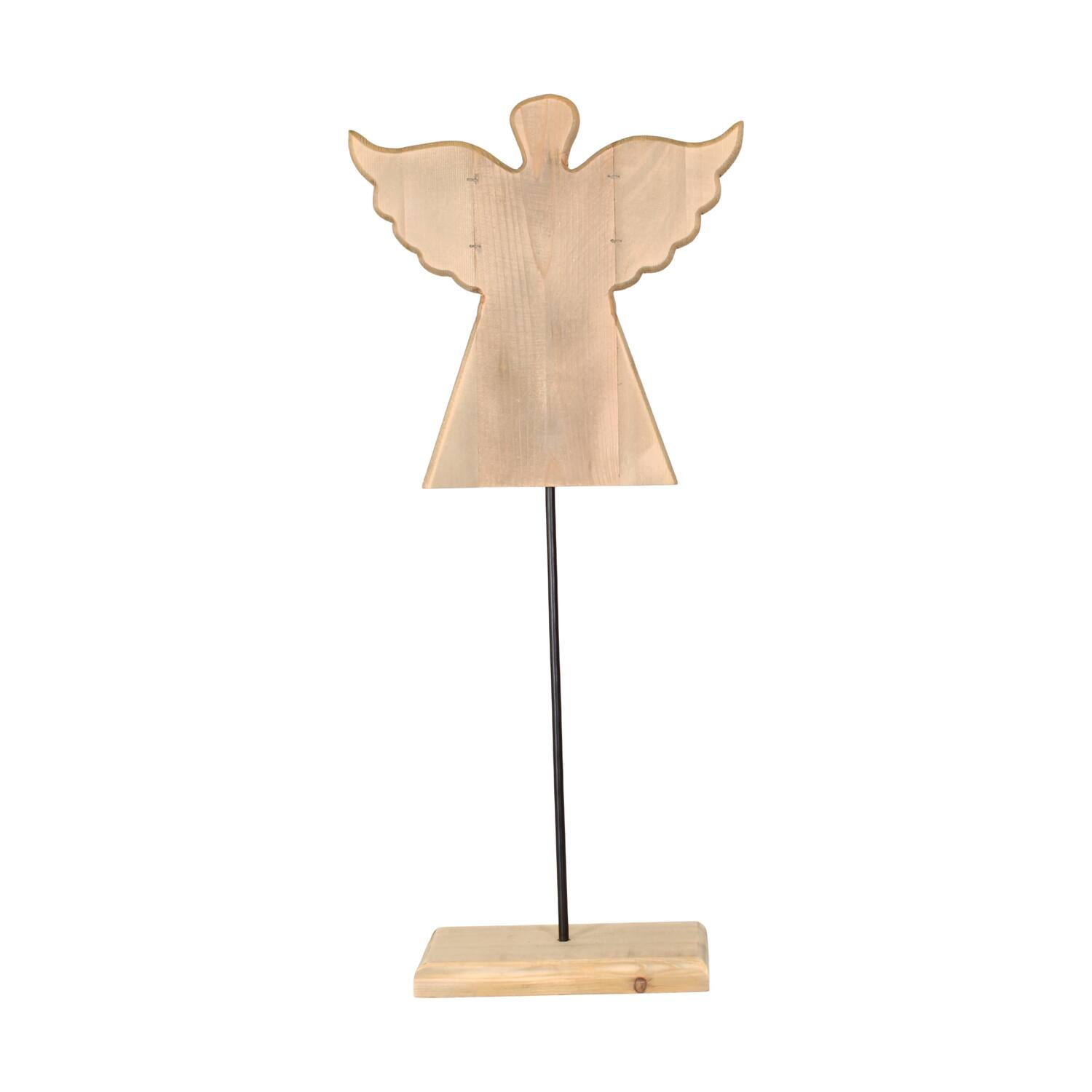 Statue angel historic wood 38x16x86cm KD - Natural