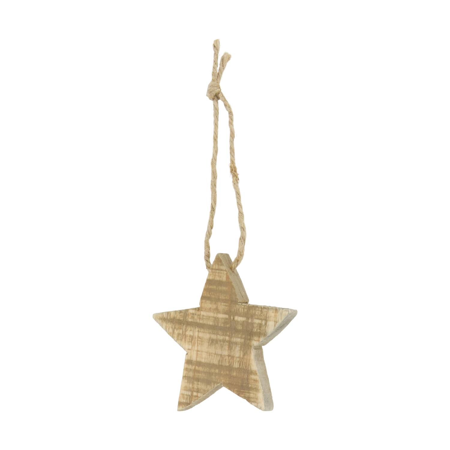 Hanger star historic wood 10x10x1.5cm - Natural
