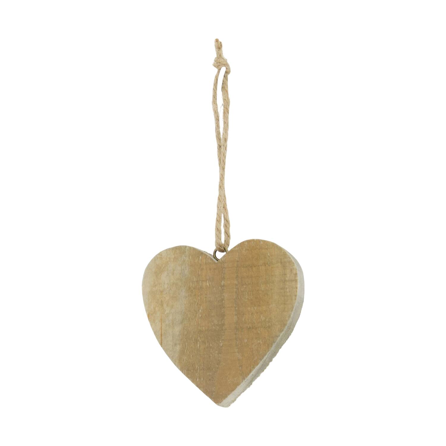 Hanger heart historic wood 10x10x1.5cm - Natural