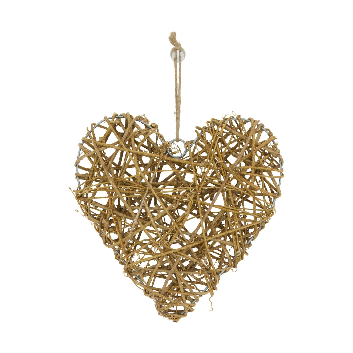 Hanger heart rattan 28x4.5x28cm - Natural