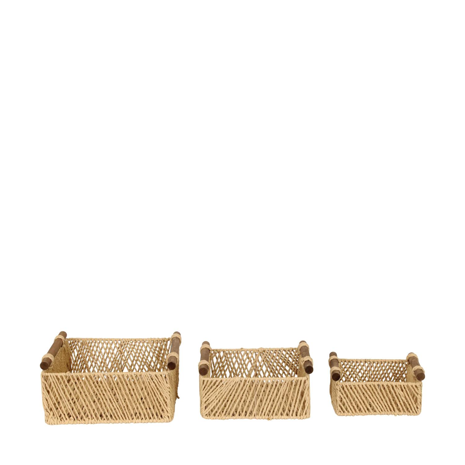 Basket paper rope with handle 29x29x14cm S3 - Natural
