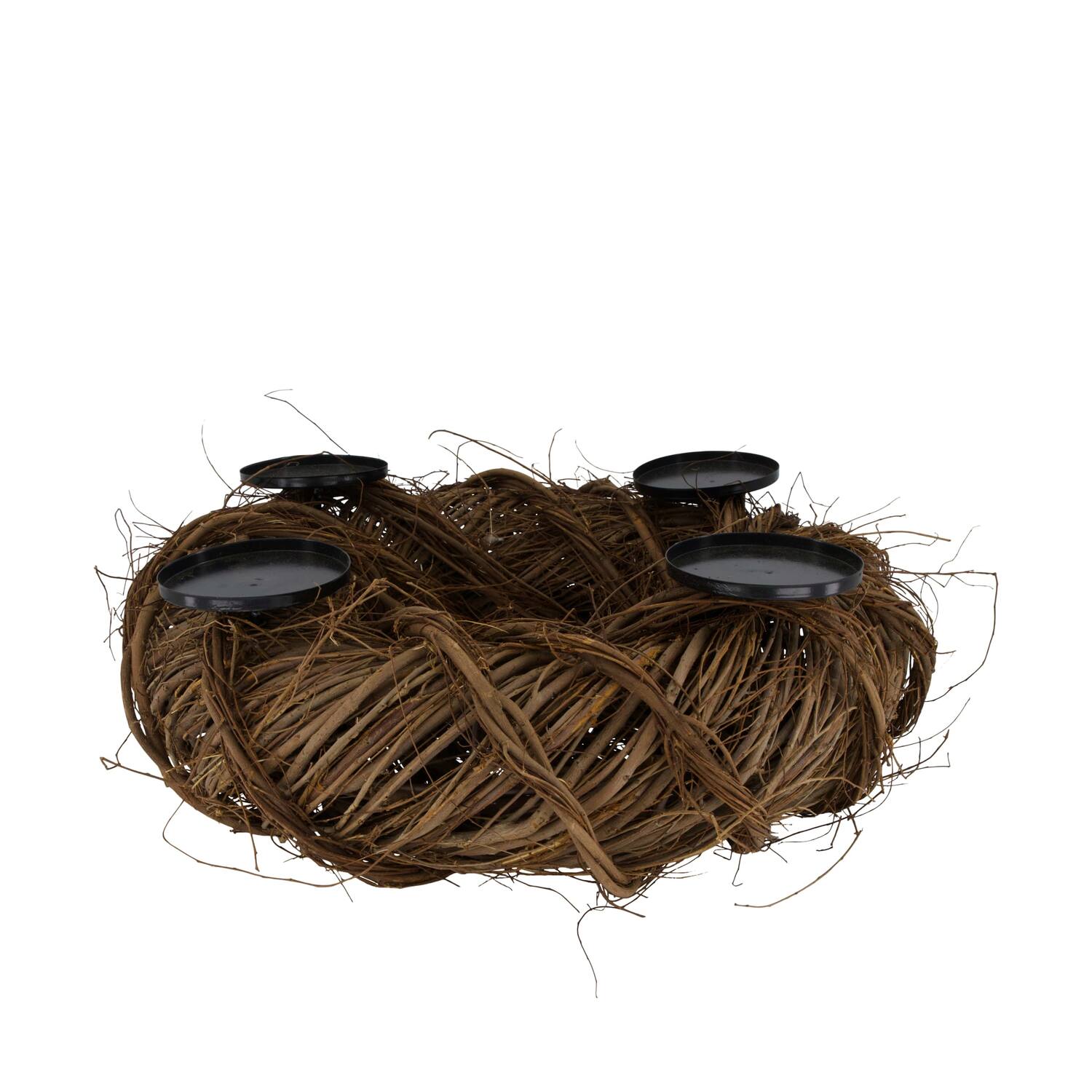 Pillar candle holder willow wood 50x50x16cm - Brown
