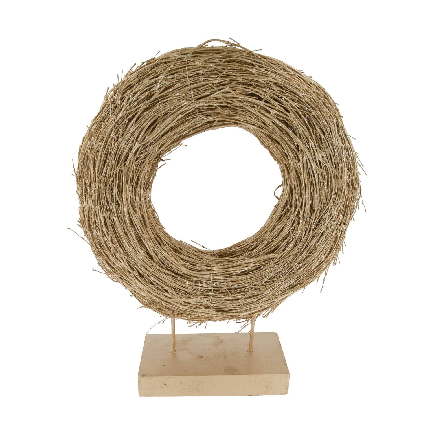 Wreath rattan on feet 44x13x54cm - Gold