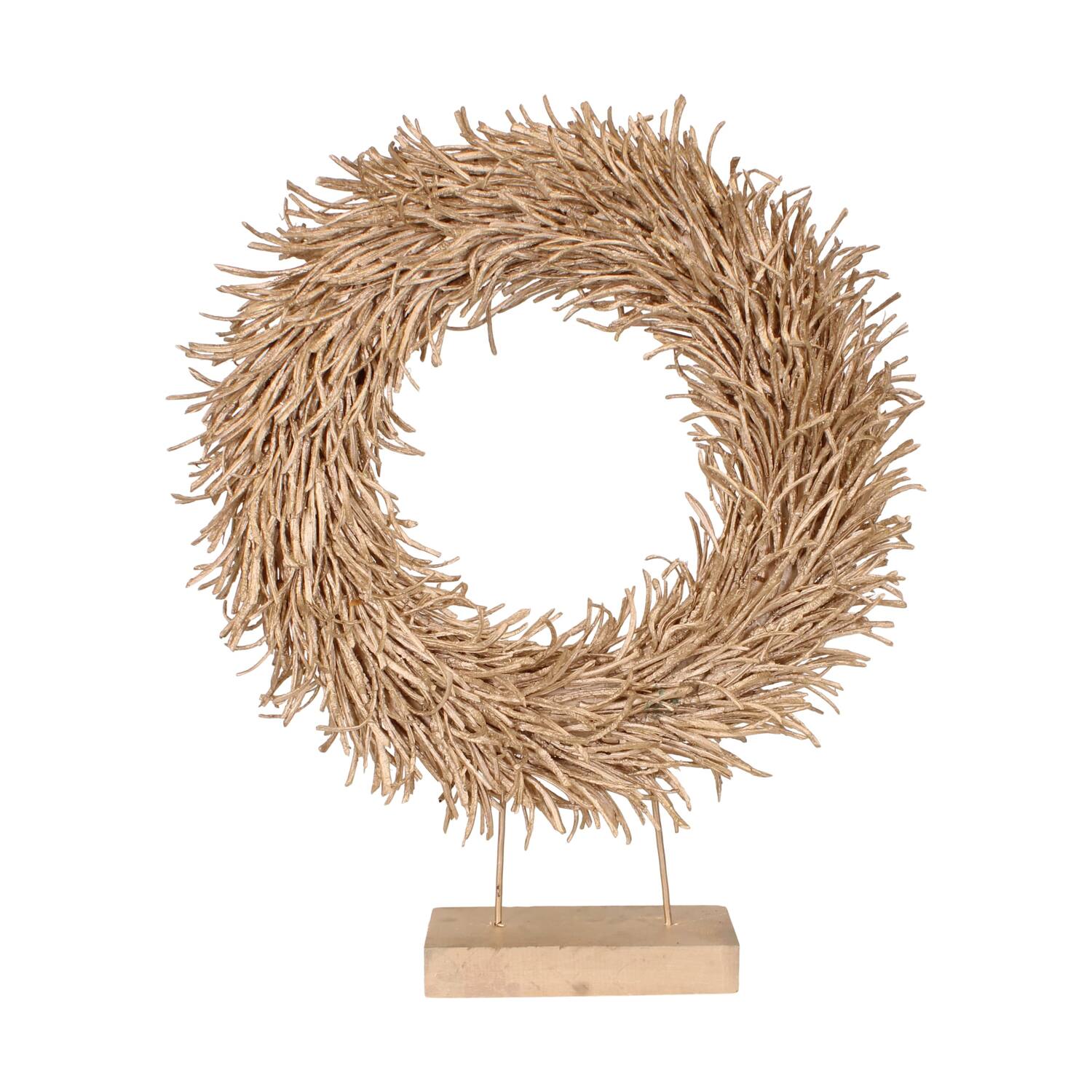 Wreath rattan on feet 63x13x78cm - Gold
