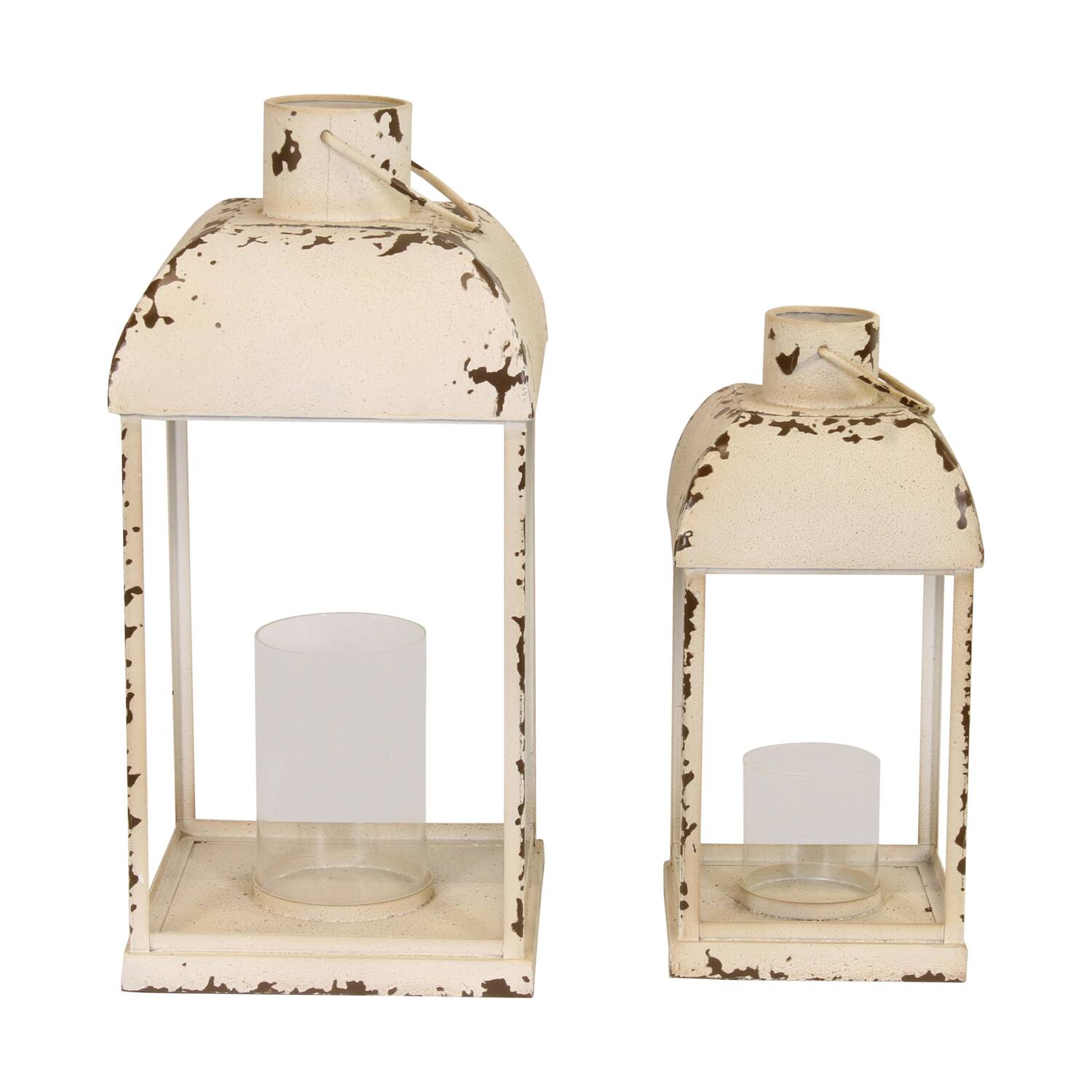 Lantern metal with glass 22.5x22.5x46.5cm S2 - White