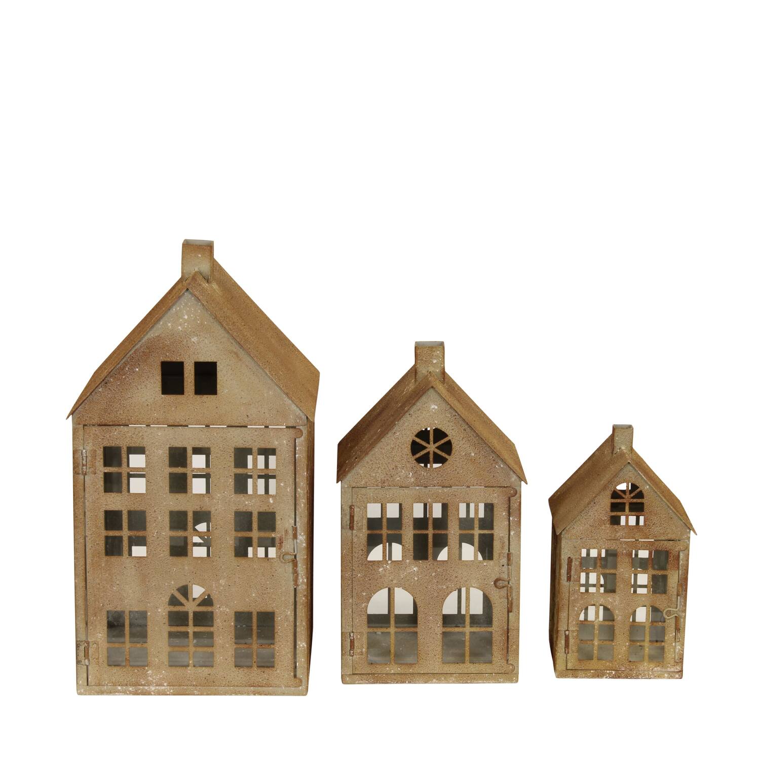 Lantern house metal with glass 24x24x43cm S3 - Brown