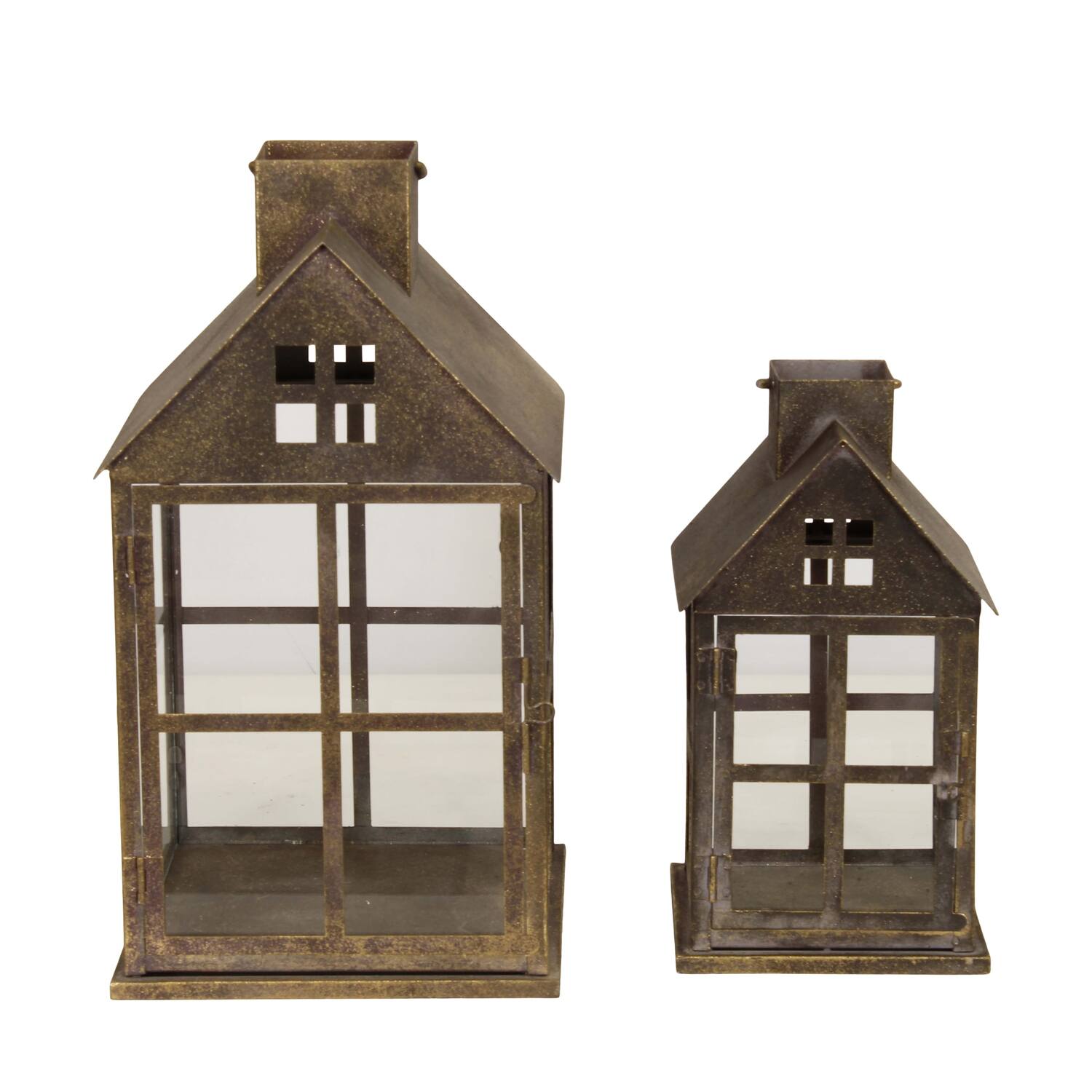Lantern metal with glass 24x24x43cm S/2