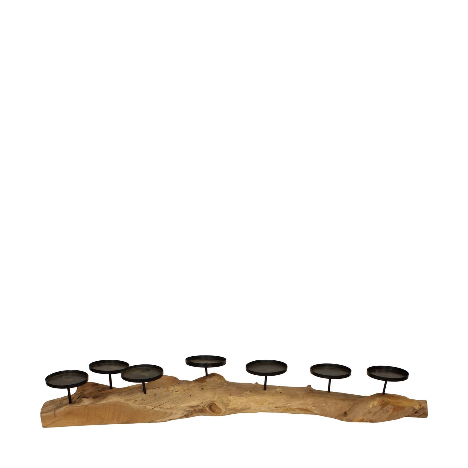 Pillar candle holder erosion wood 110x22x18cm - Natural