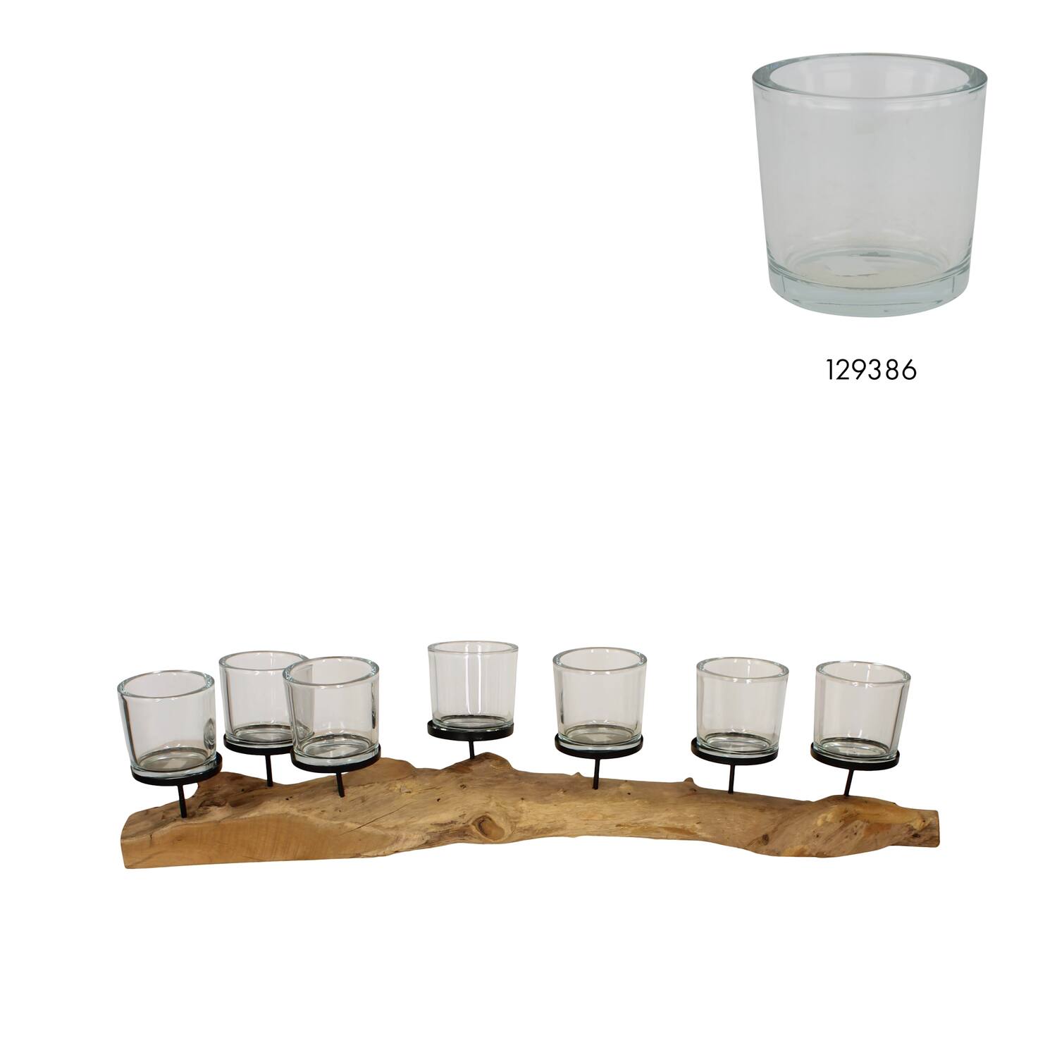 Pillar candle holder erosion wood 110x22x18cm - Natural