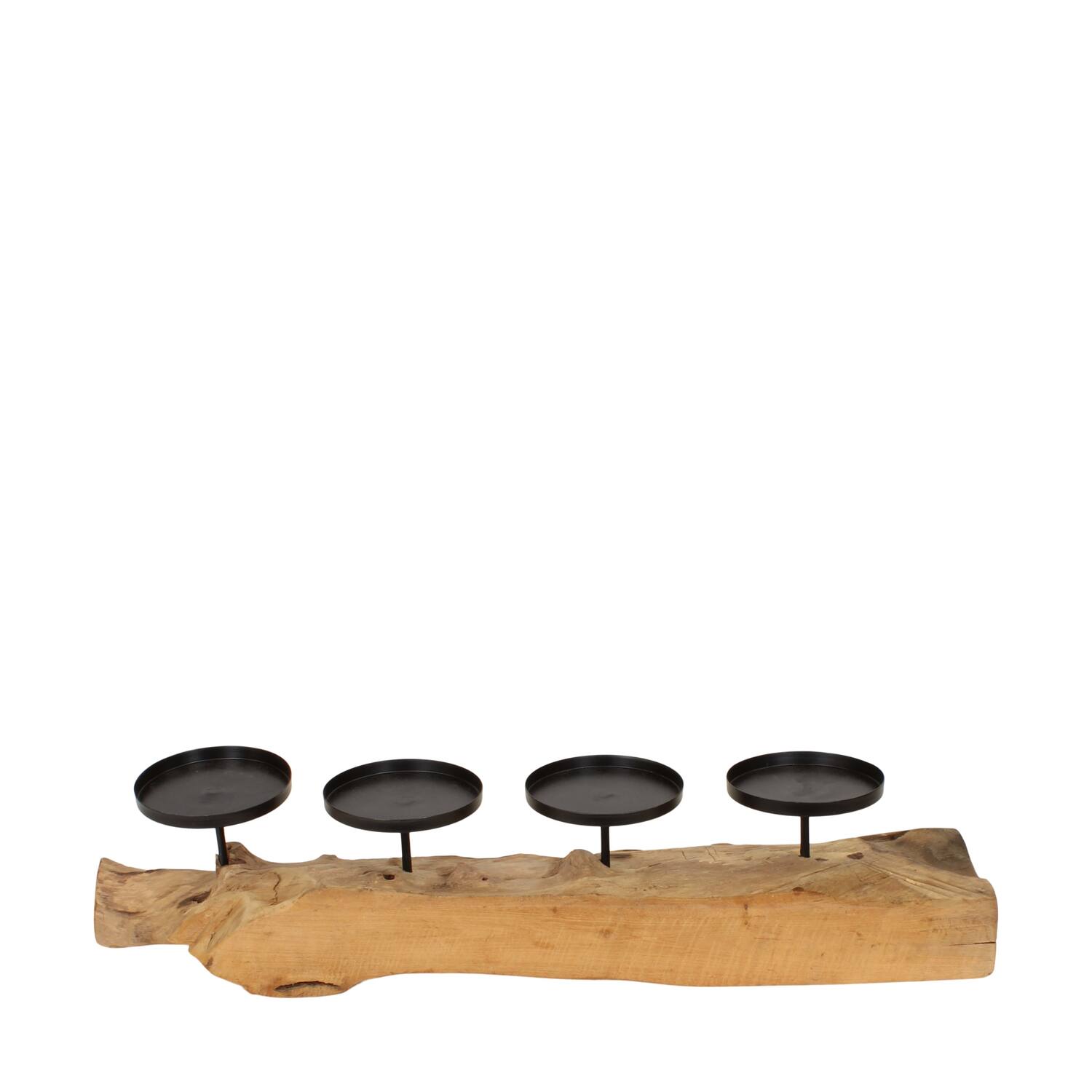 Pillar candle holder erosion wood 70x15x15cm - Natural