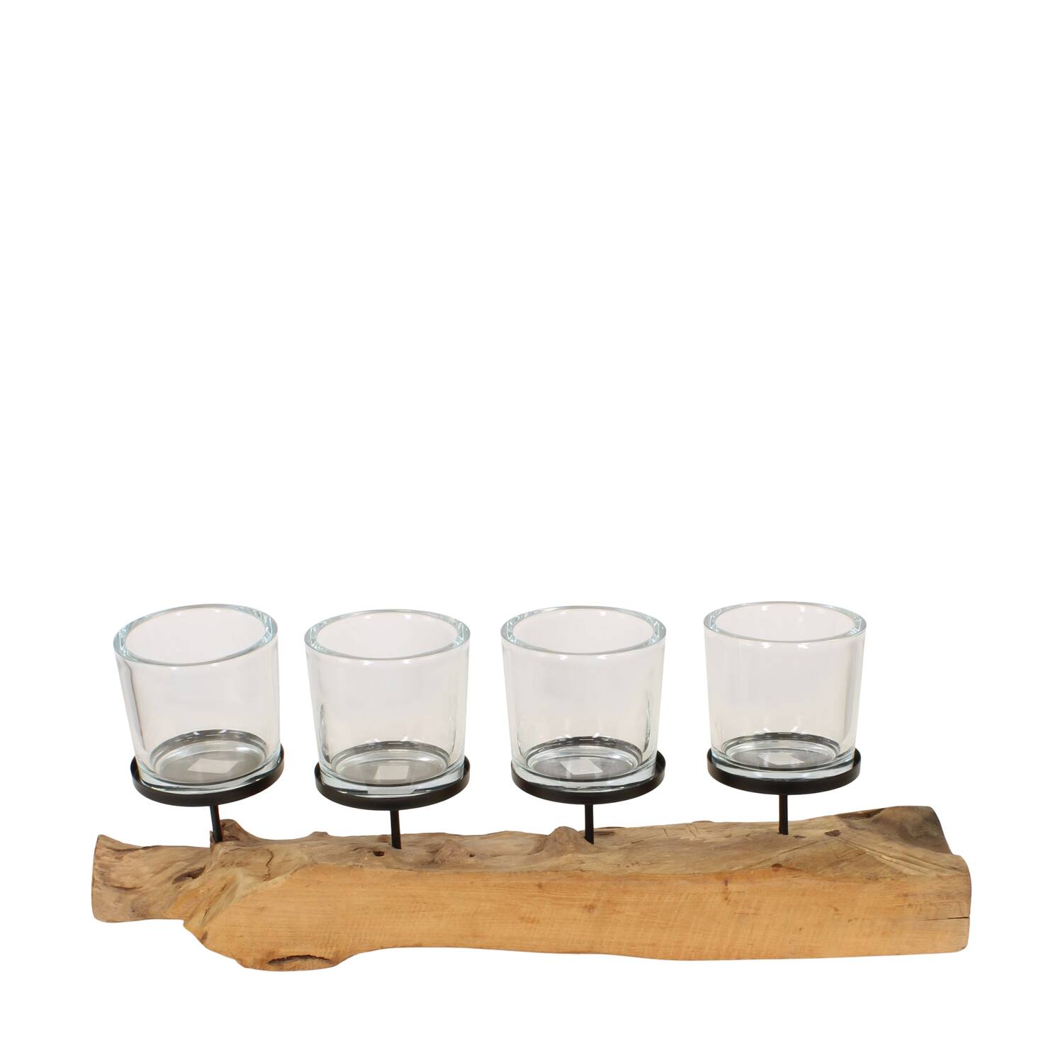 Pillar candle holder erosion wood 70x15x15cm - Natural