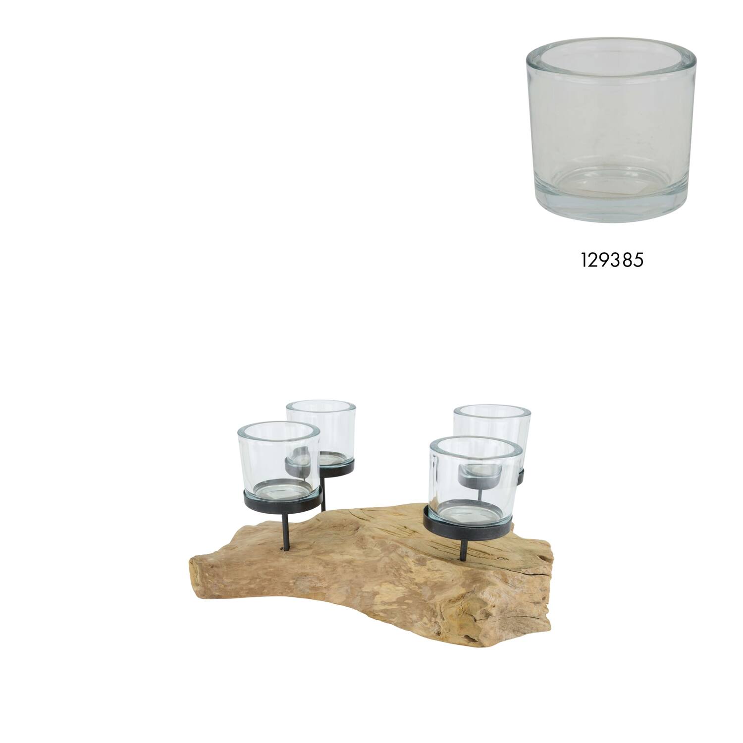 Pillar candle holder erosion wood 38x25x15cm - Natural