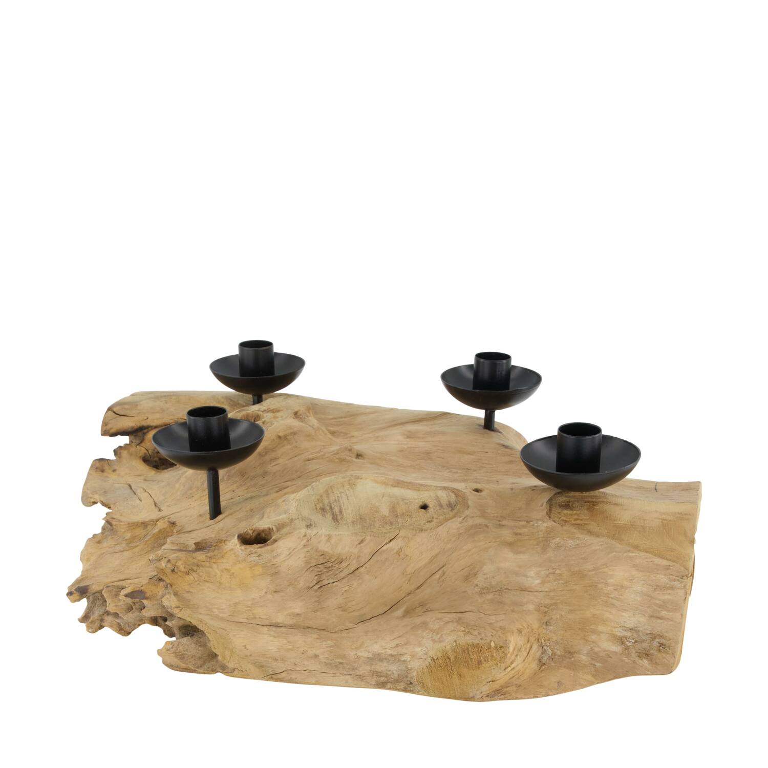 Dinnercandle holder erosion wood 38x25x15cm - Natural