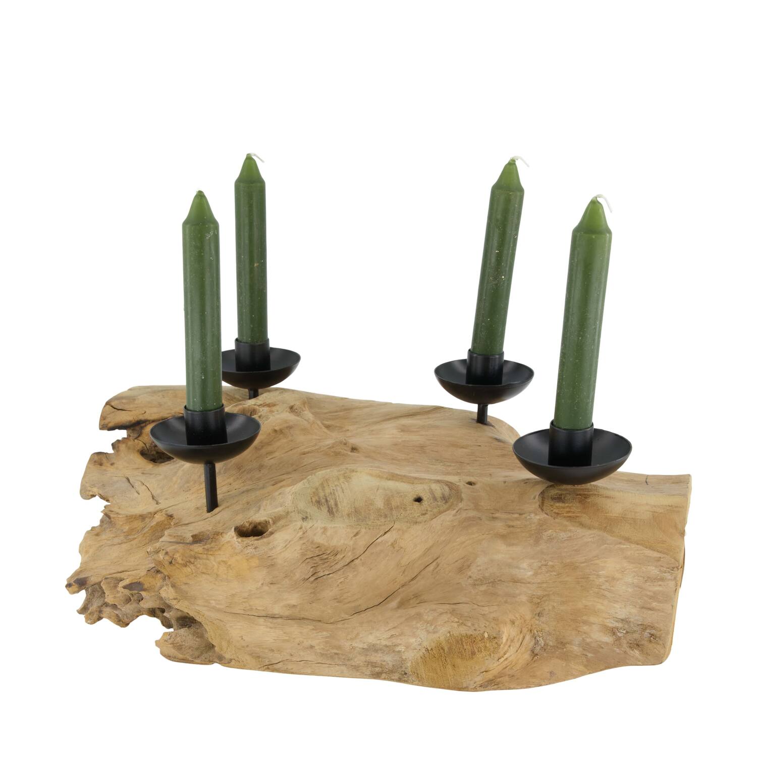 Dinnercandle holder erosion wood 38x25x15cm - Natural