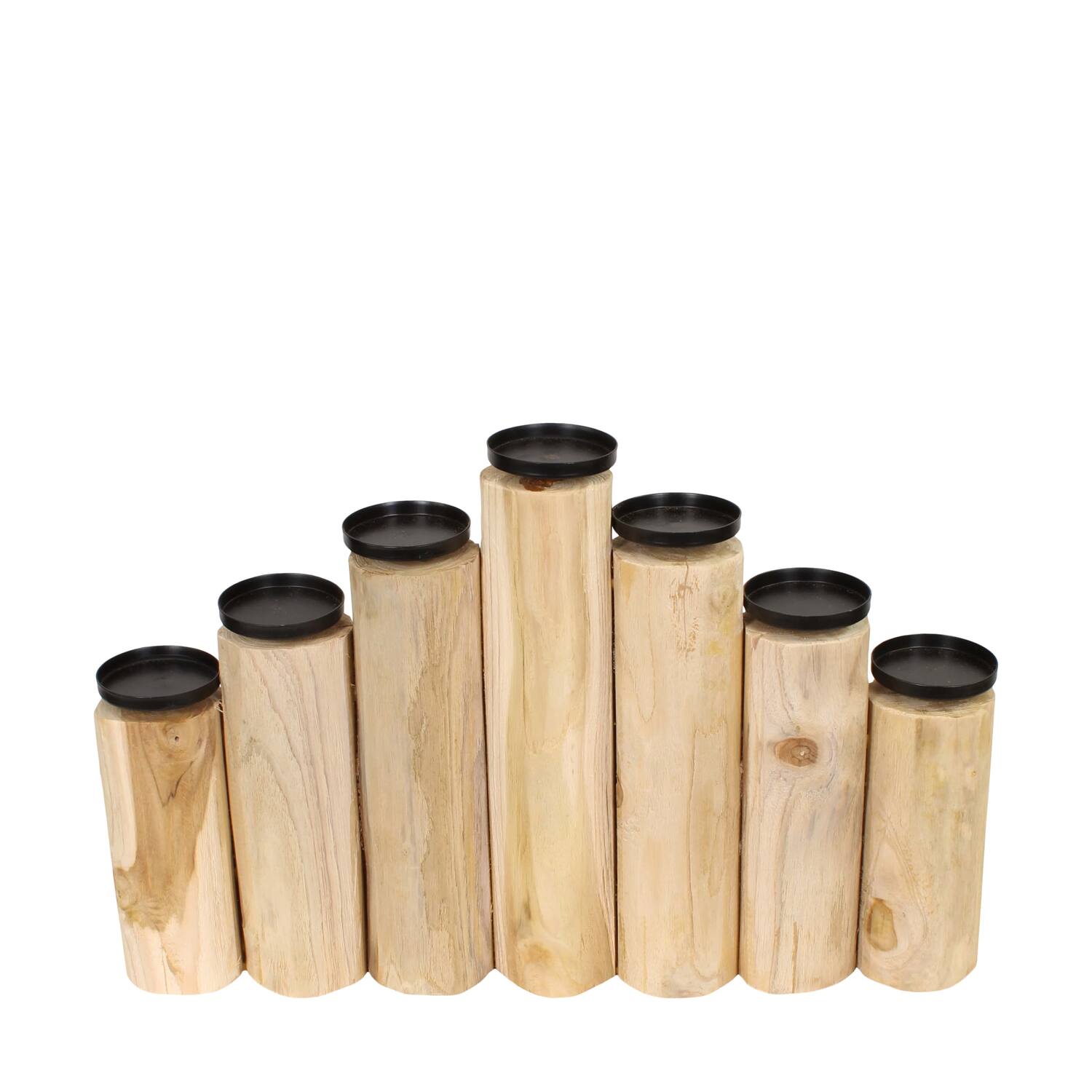 Pillar candle holder erosion wood 58x9x38cm - Natural